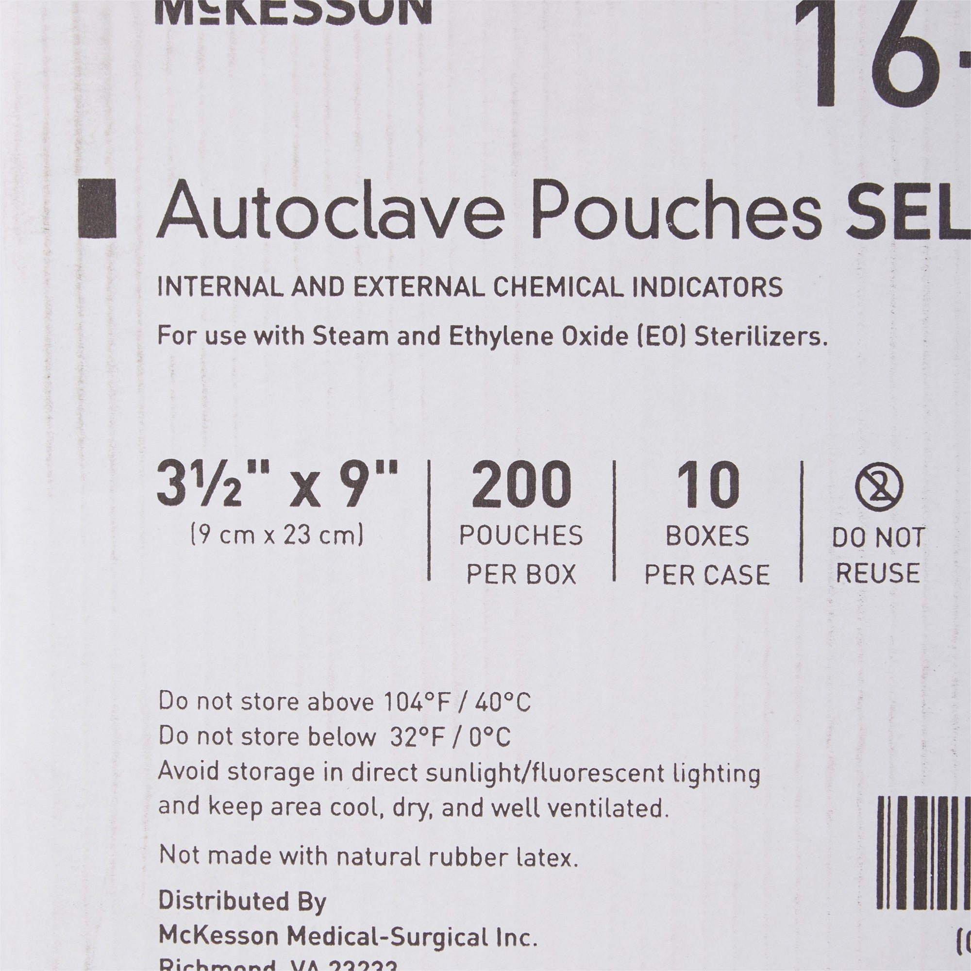 Sterilization Pouch McKesson Ethylene Oxide (EO) Gas / Steam 3-1/2 X 9 Inch Transparent Blue / White Self Seal Paper / Film, Packaging Type- Case