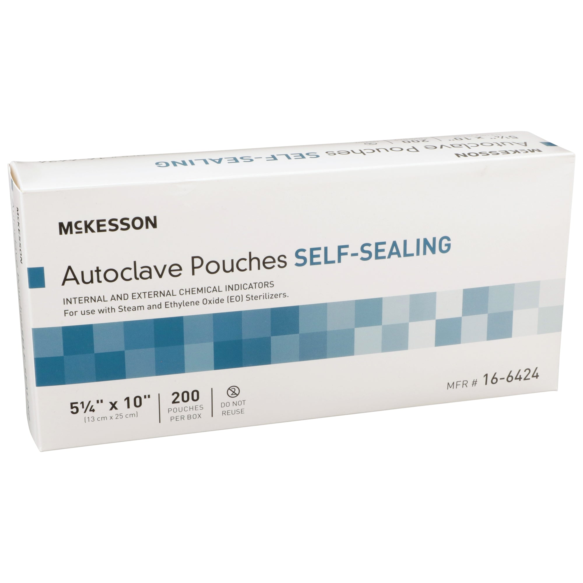 Sterilization Pouch McKesson Ethylene Oxide (EO) Gas / Steam 5-1/4 X 10 Inch Transparent Blue / White Self Seal Paper / Film, Packaging Type- Box