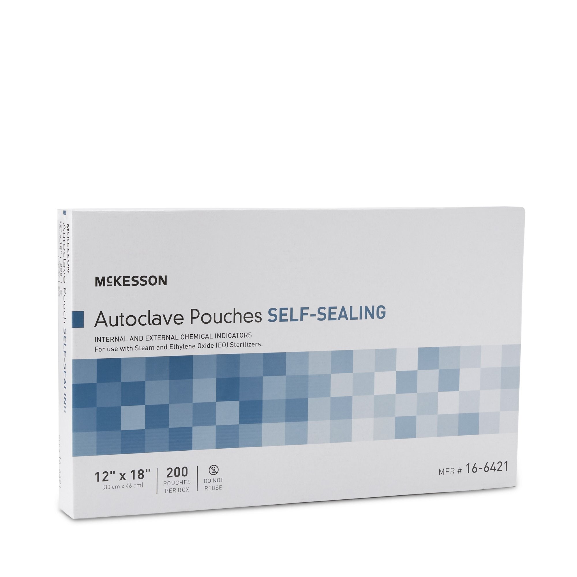 Sterilization Pouch McKesson Ethylene Oxide (EO) Gas / Steam 12 X 18 Inch Transparent Blue / White Self Seal Paper / Film, Packaging Type- Case