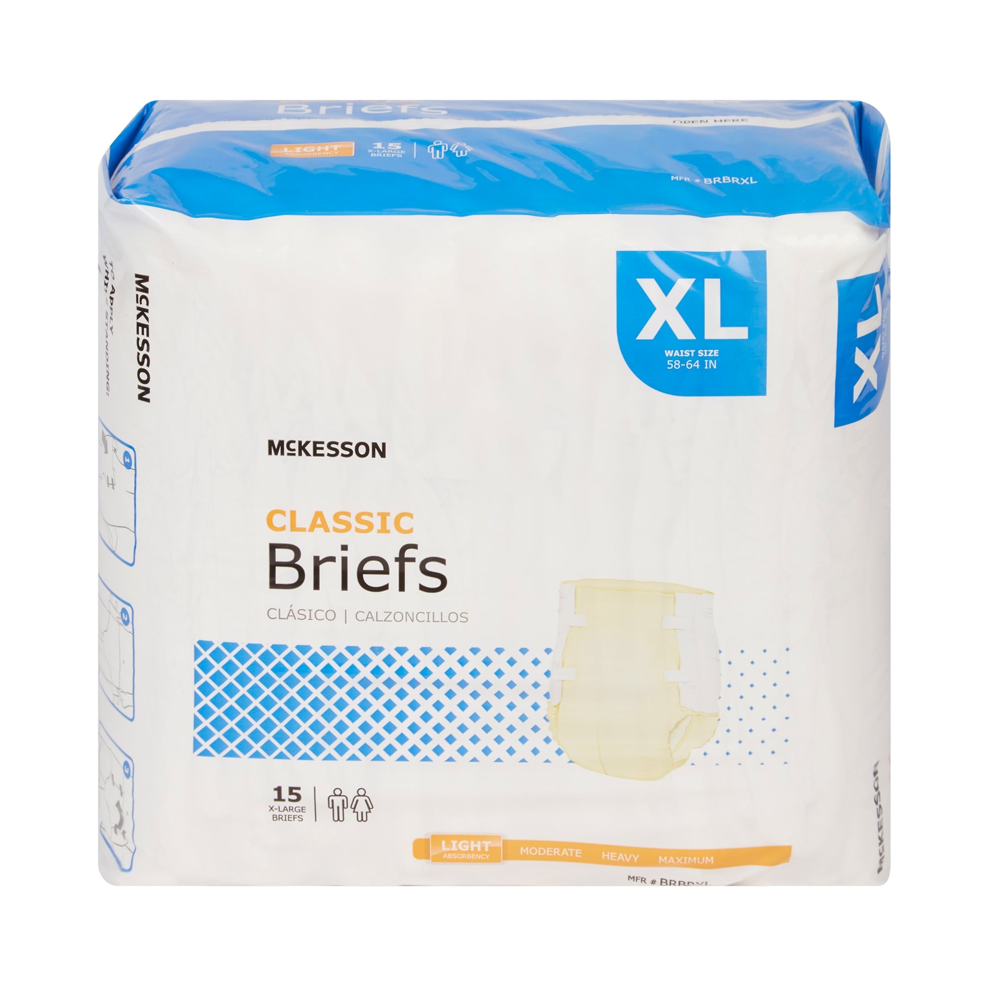 Unisex Adult Incontinence Brief McKesson Classic X-Large Disposable Light Absorbency, Packaging Type- Case