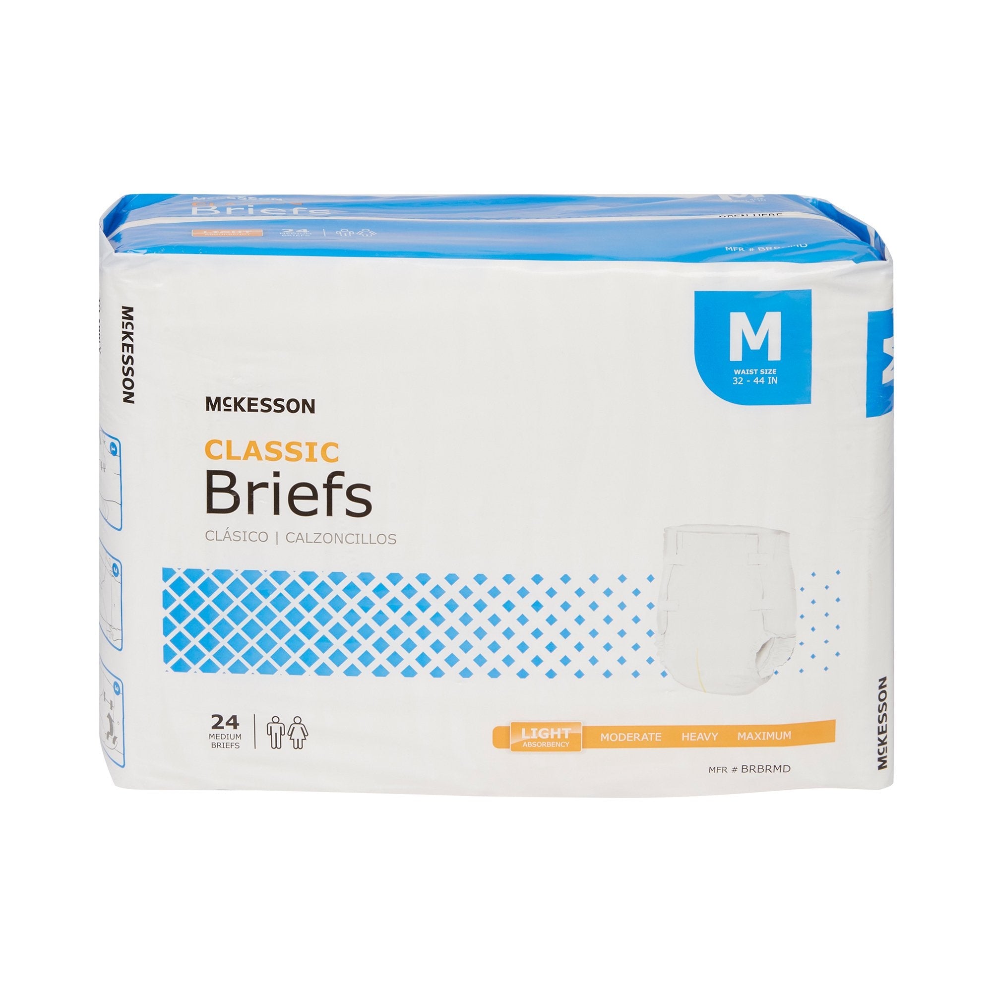 Unisex Adult Incontinence Brief McKesson Classic Medium Disposable Light Absorbency, Packaging Type- Case