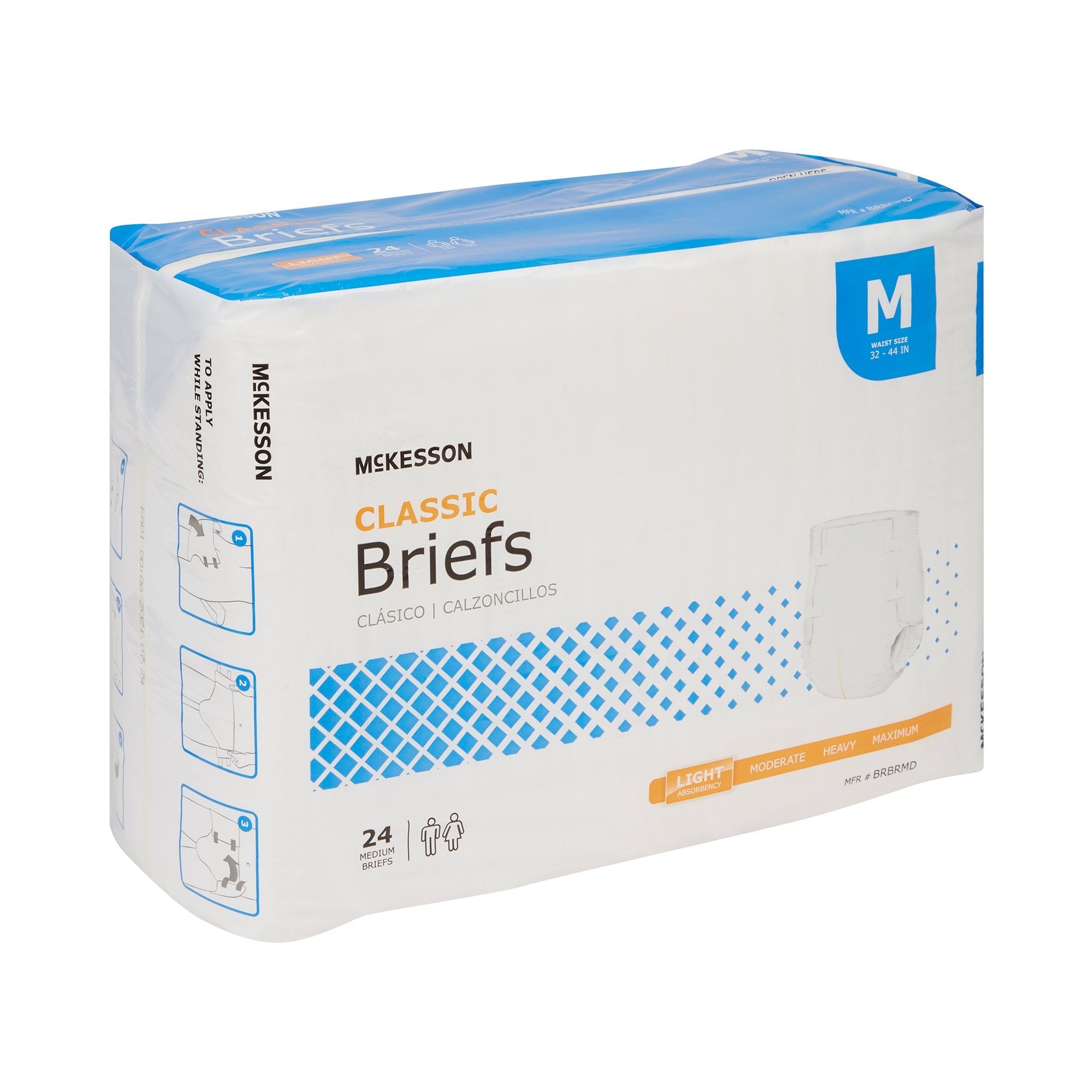 Unisex Adult Incontinence Brief McKesson Classic Medium Disposable Light Absorbency, Packaging Type- Case