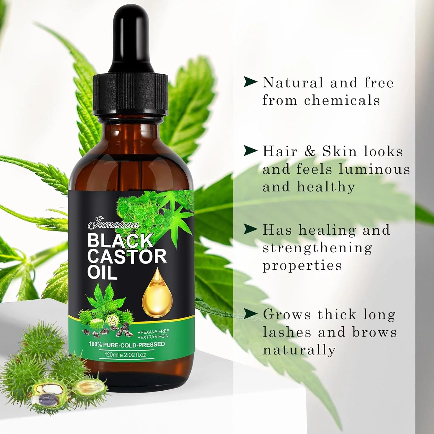 Jamaican Black Castor Oil,Organic Castor Oil for Body Skin,100% Pure Cold Pressed Black Castor Oil Organic,Essential Oil,Massage Oil,Hair Nourishing Oil,Anti-Aging Oil,Massage Oils