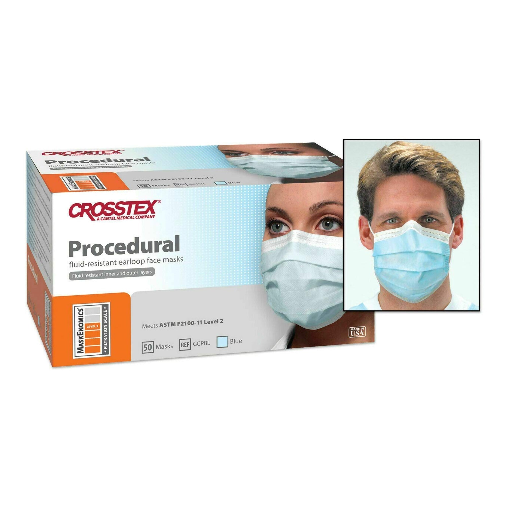 Procedure Mask ASTM Level 2 earloops One Size Fits Most,Packaging Type- Box