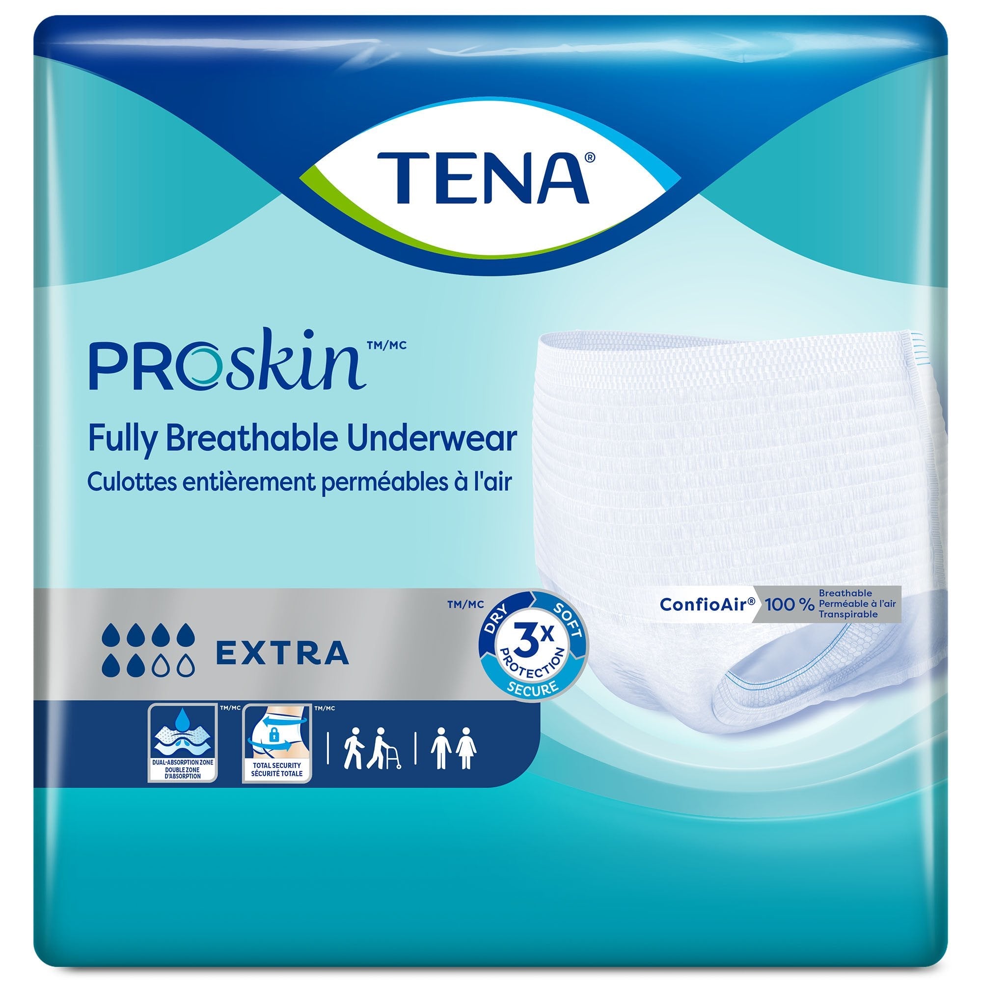 Unisex Adult Absorbent Underwear TENA ProSkin Extra Pull On with Tear Away Seams Medium Disposable Moderate Absorbency, Packaging Type- Case