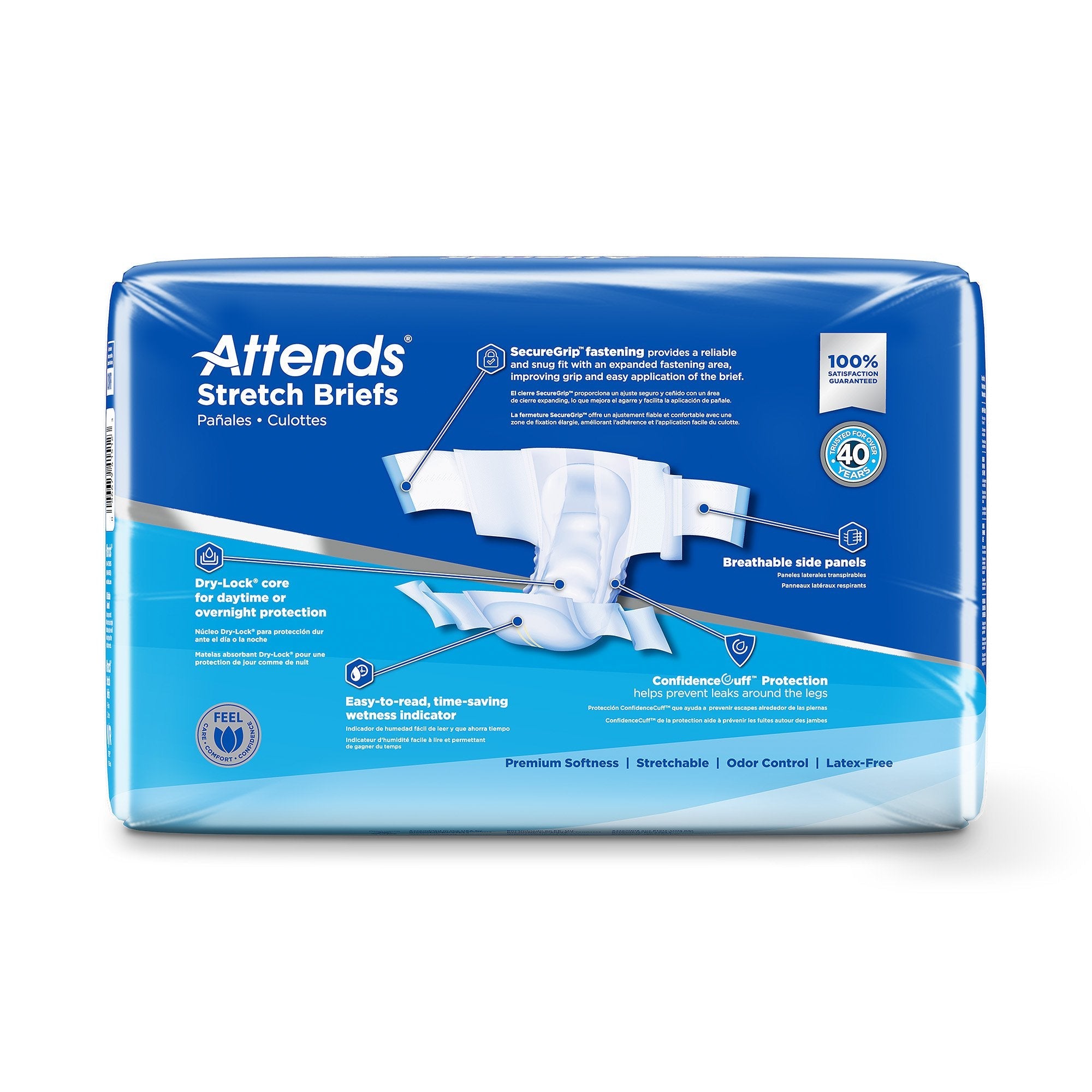 Unisex Adult Incontinence Brief Attends Stretch Medium / Regular Disposable Heavy Absorbency, Packaging Type- Case