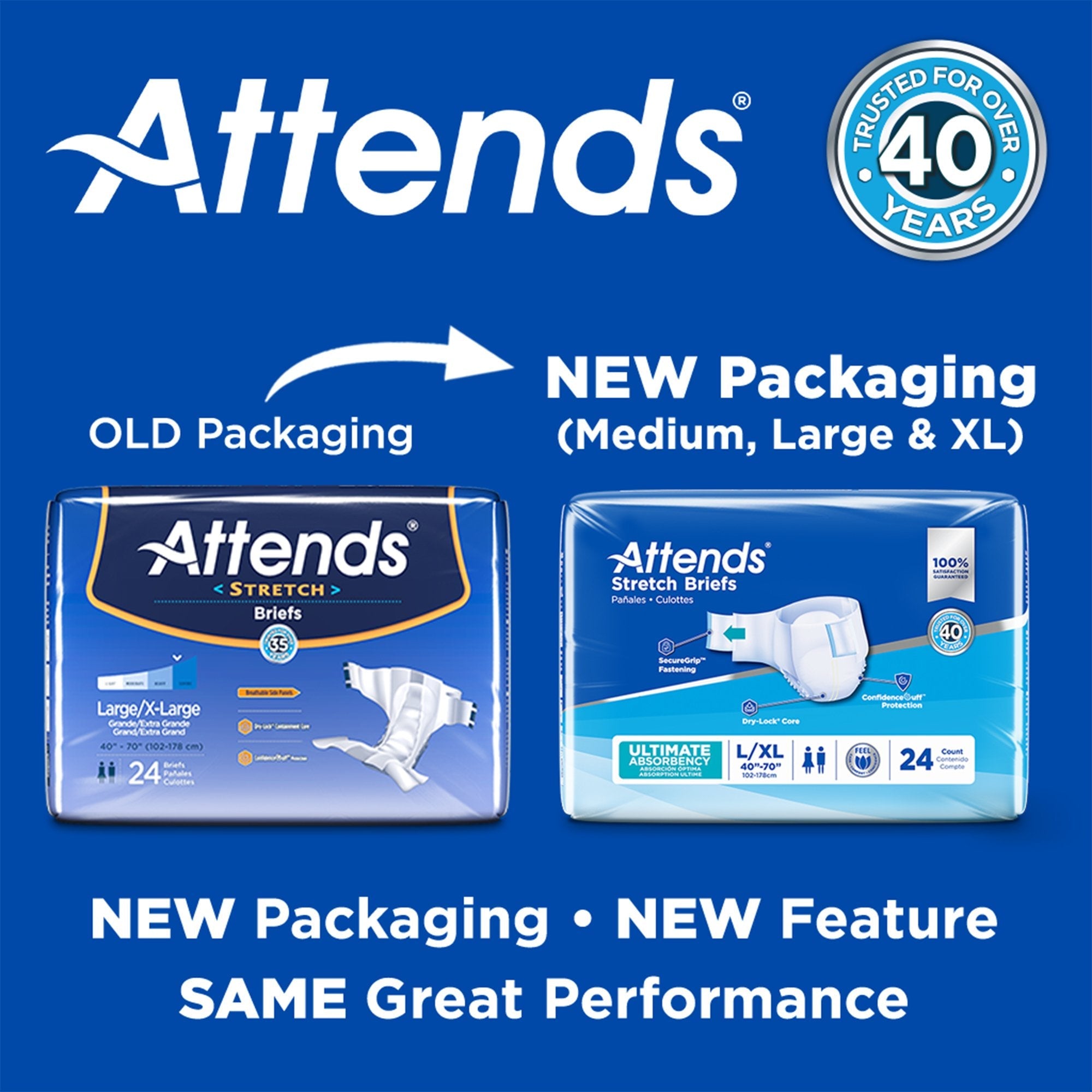 Unisex Adult Incontinence Brief Attends Stretch Medium / Regular Disposable Heavy Absorbency, Packaging Type- Case