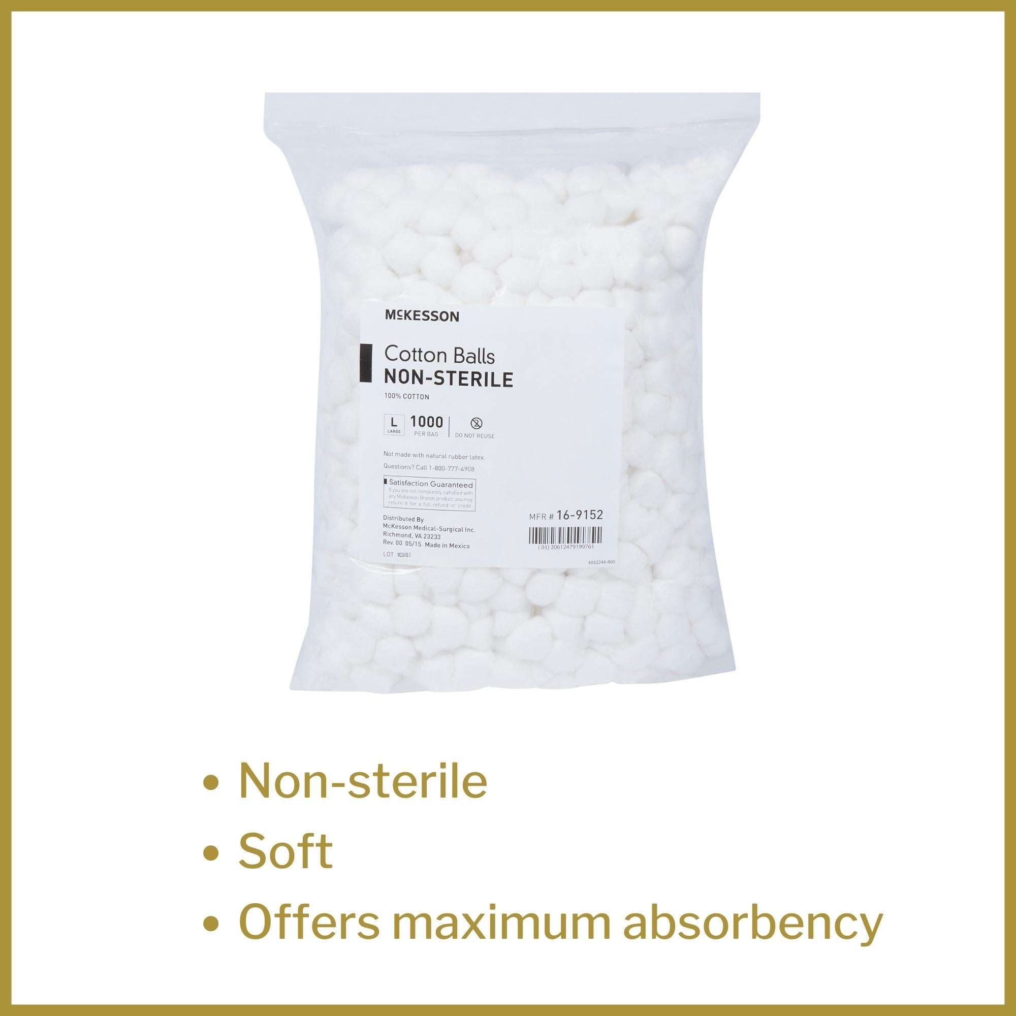 Cotton Ball McKesson Large NonSterile, Packaging Type- Case