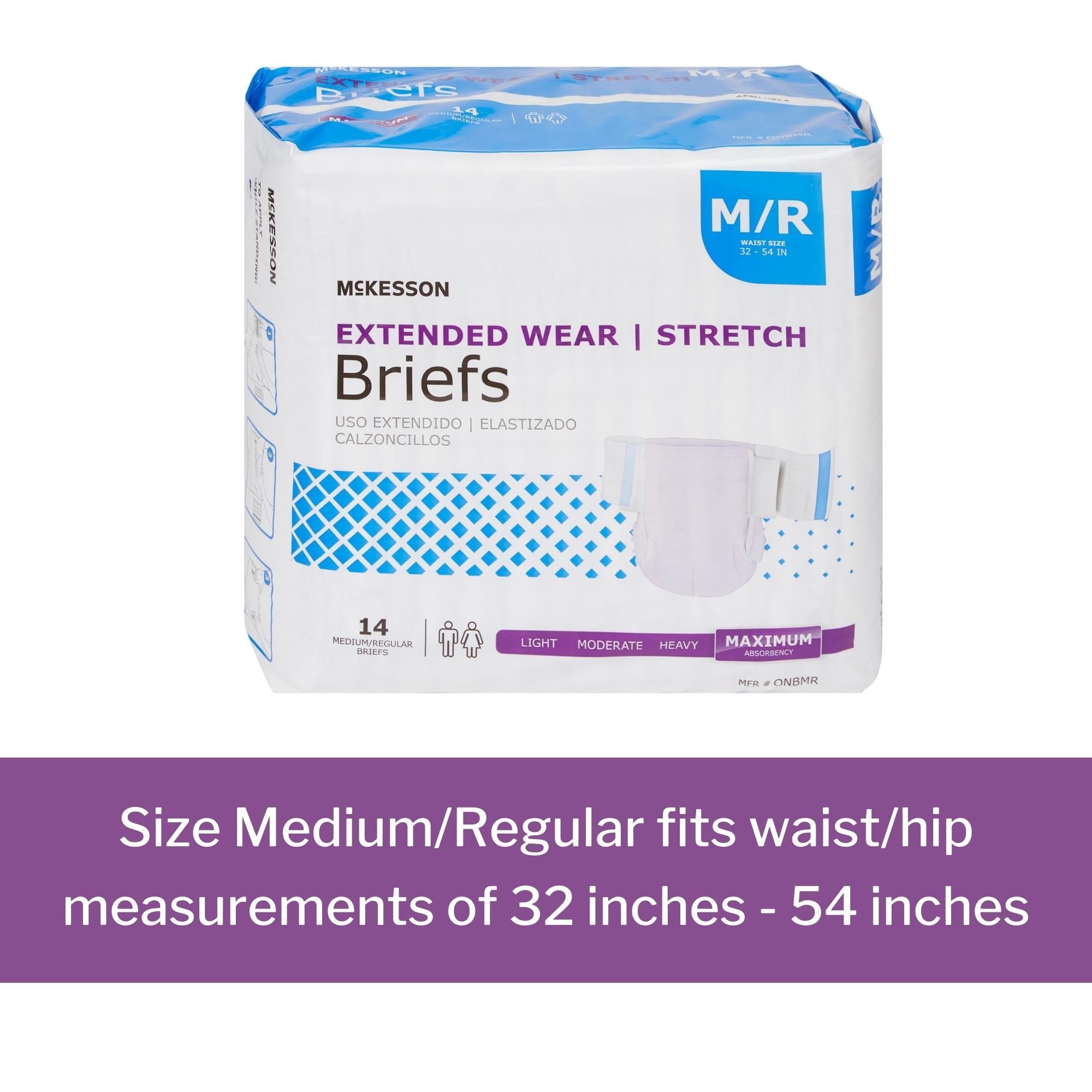 Unisex Adult Incontinence Brief McKesson Extended Wear Medium Disposable Heavy Absorbency, Packaging Type- Case