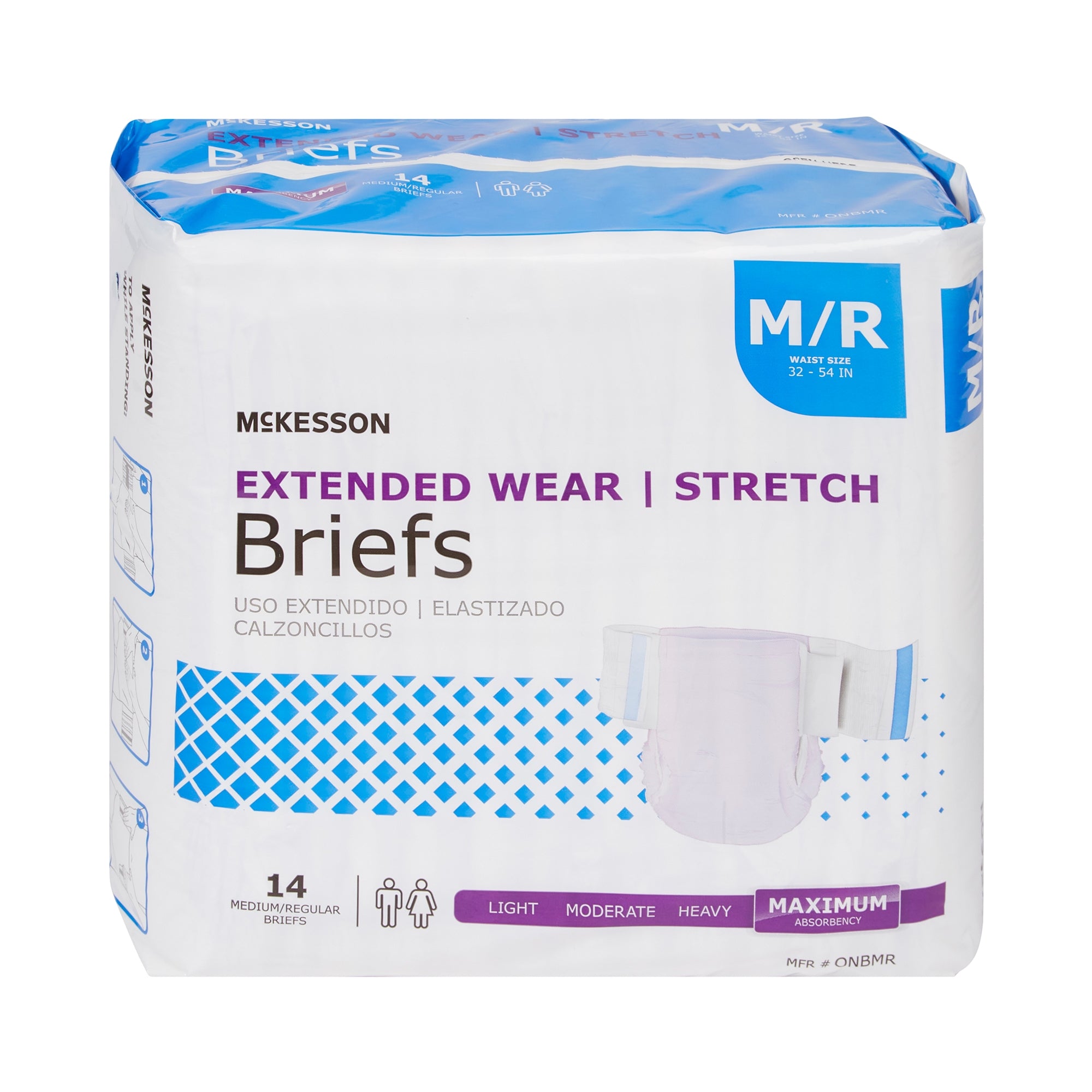 Unisex Adult Incontinence Brief McKesson Extended Wear Medium Disposable Heavy Absorbency, Packaging Type- Case