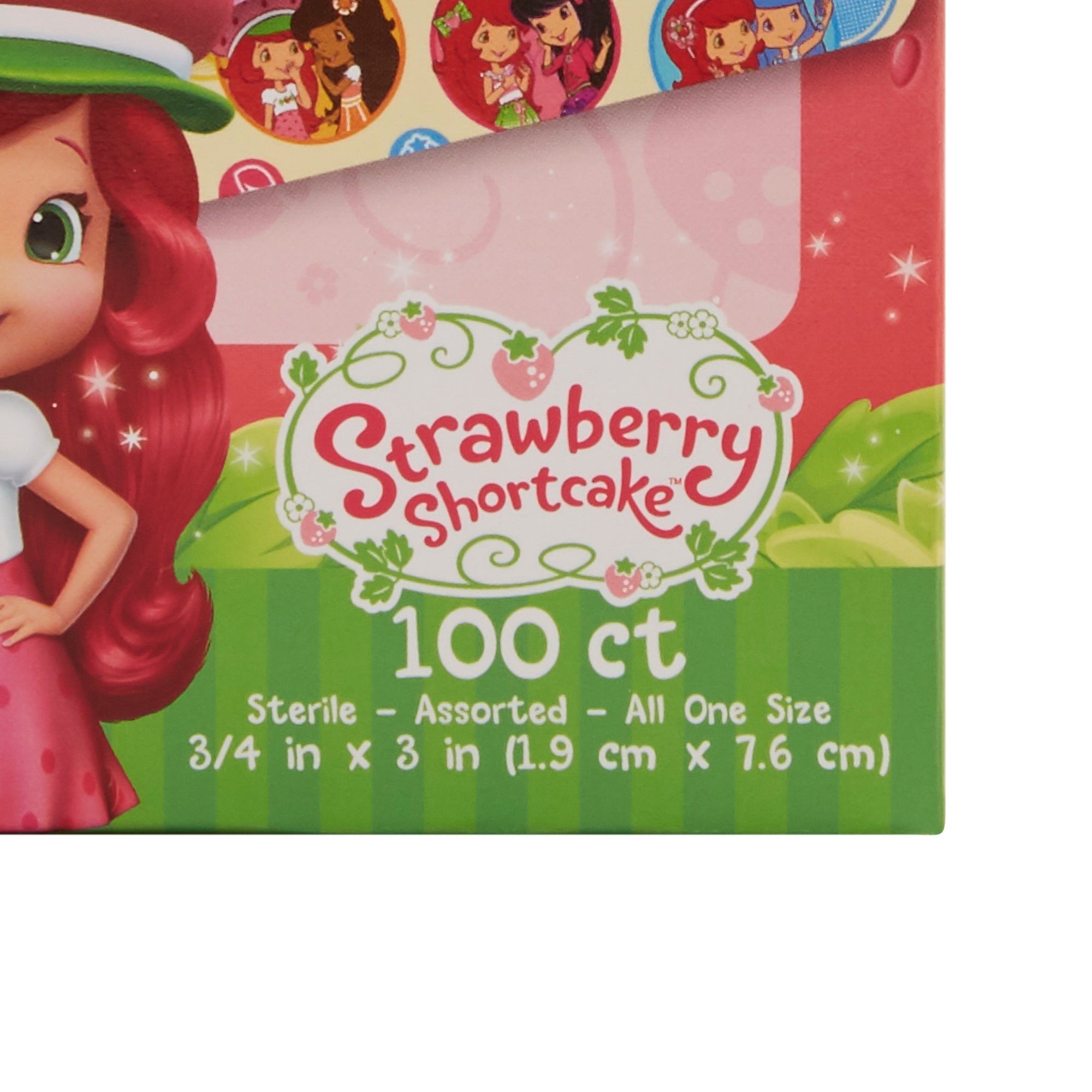 Adhesive Strip American White Cross Stat Strip 3/4 X 3 Inch Plastic Rectangle Kid Design (Strawberry Shortcake) Sterile, Packaging Type- Case