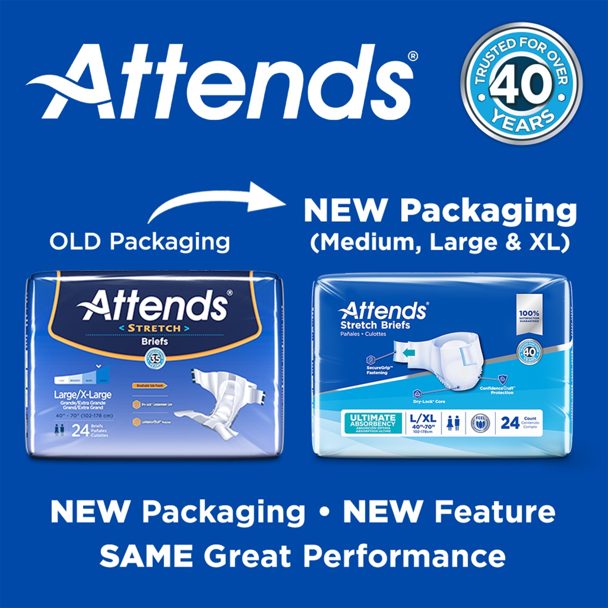 Unisex Adult Incontinence Brief Attends Stretch Large / X-Large Disposable Heavy Absorbency, Packaging Type- Case
