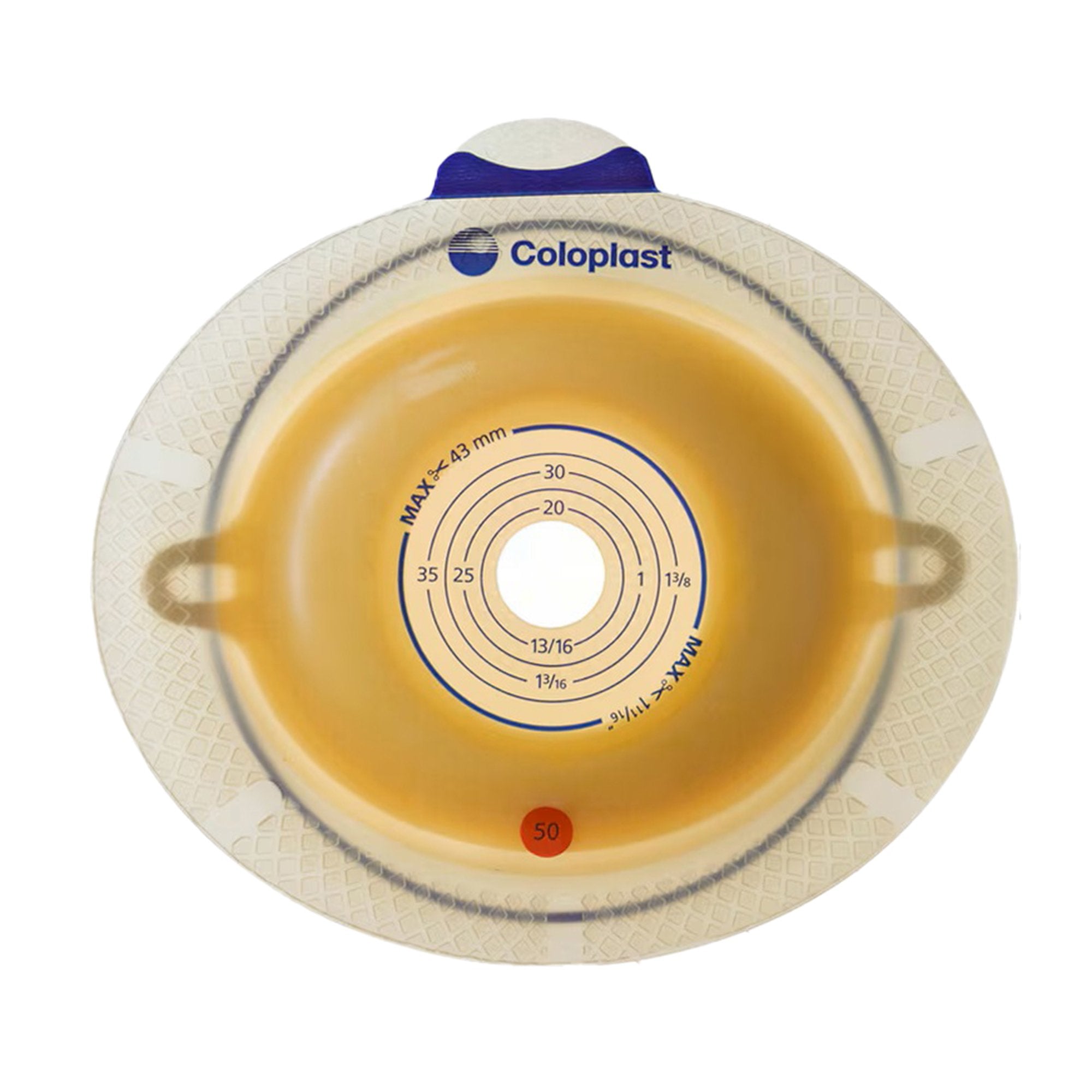 Ostomy Barrier SenSura Flex Xpro Trim to Fit, Extended Wear Double Layer Adhesive 50 mm Flange Red Code System 5/8 to 1-5/16 Inch Opening