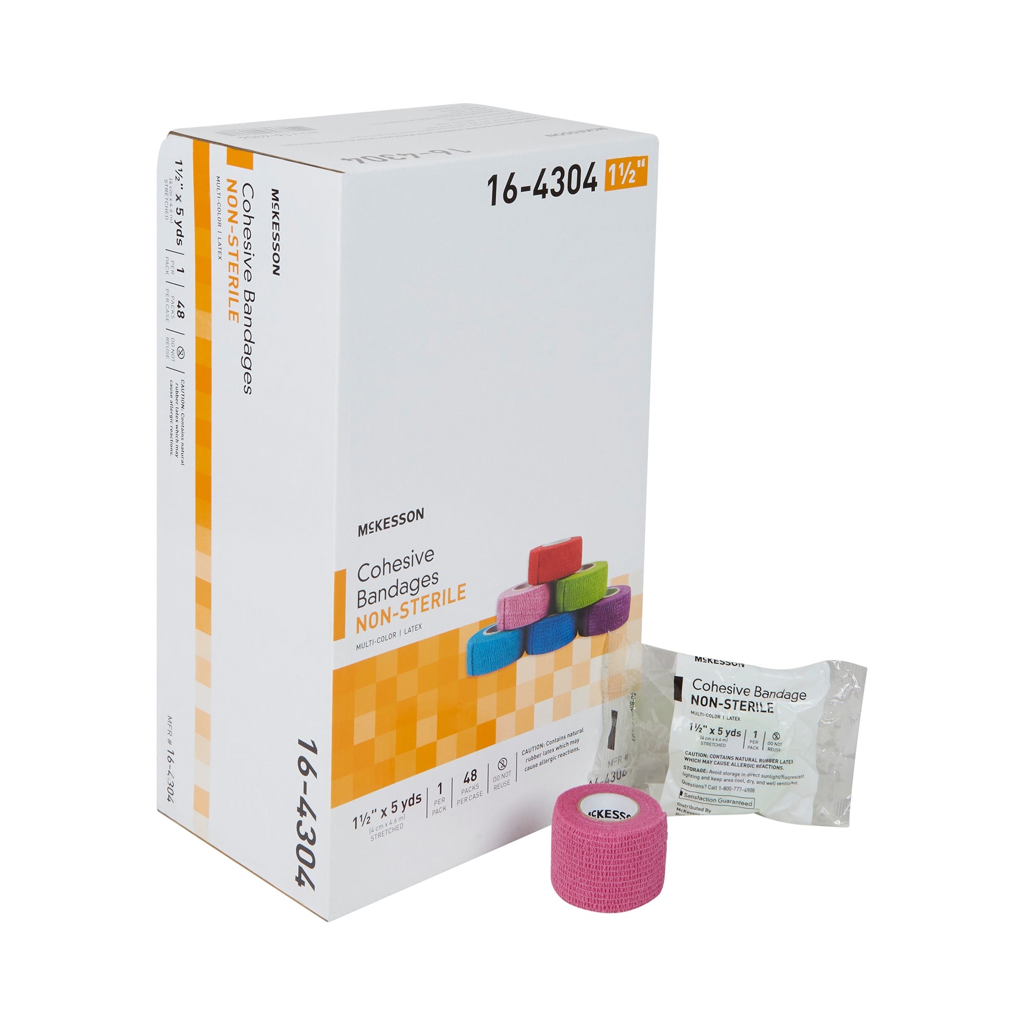 Cohesive Bandage McKesson 1-1/2 Inch X 5 Yard Self-adherent Closure Purple / Pink / Green / Light Blue / Royal Blue / Red NonSterile Standard Compression,  Packaging Type- Case