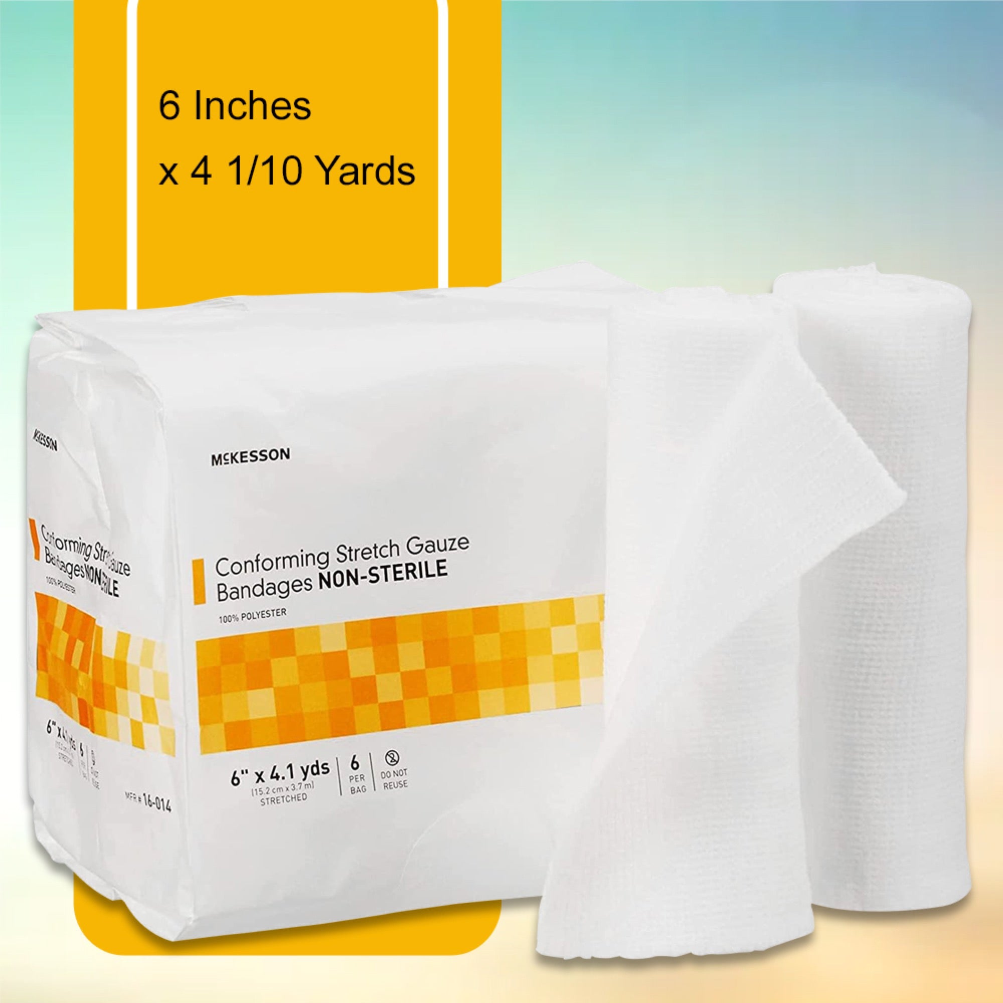 Conforming Bandage McKesson 6 Inch X 4-1/10 Yard NonSterile 6 per Pack, Packaging Type- Case