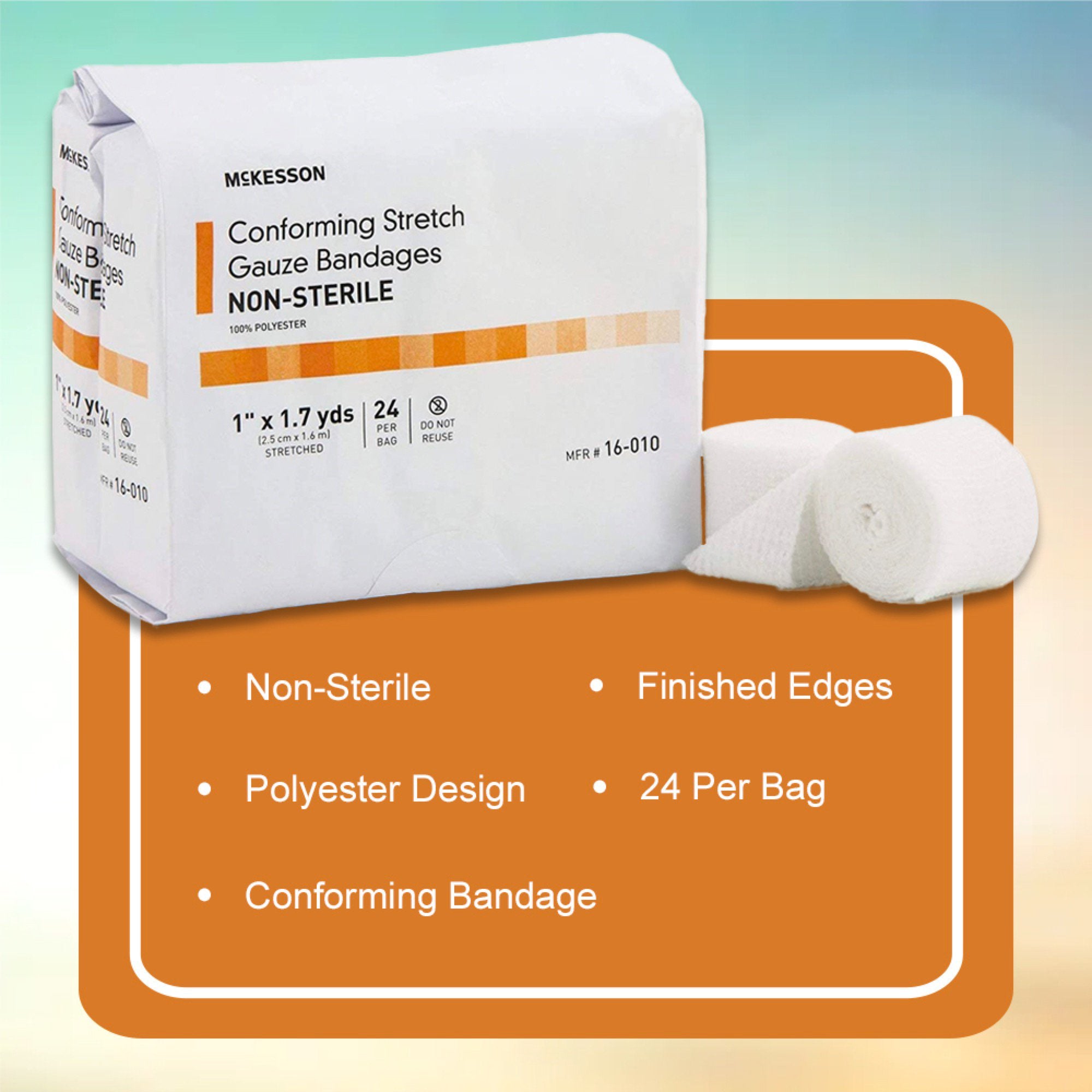 Conforming Bandage McKesson 1 Inch X 1-7/10 Yard NonSterile 24 per Pack, Packaging Type- Case