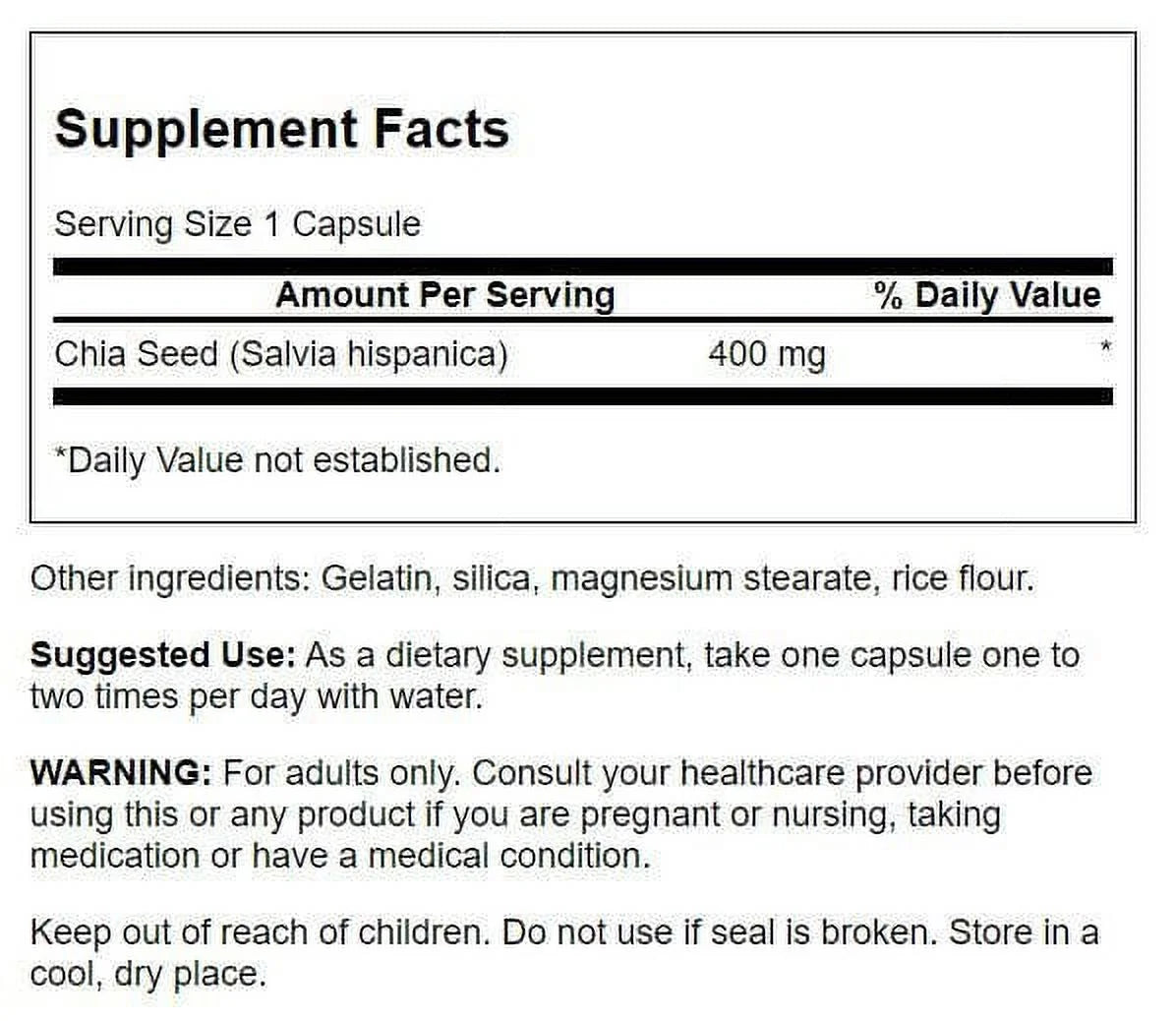 Full Spectrum Chia Seed 400 Mg 60 Capsules