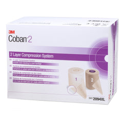 2 Layer Compression Bandage System 3M Coban 2 4 Inch X 3-4/5 Yard / 4 Inch X 6-3/10 Yard Self-Adherent / Pull On Closure Tan / White NonSterile 35 to 40 mmHg, Packaging Type- Case