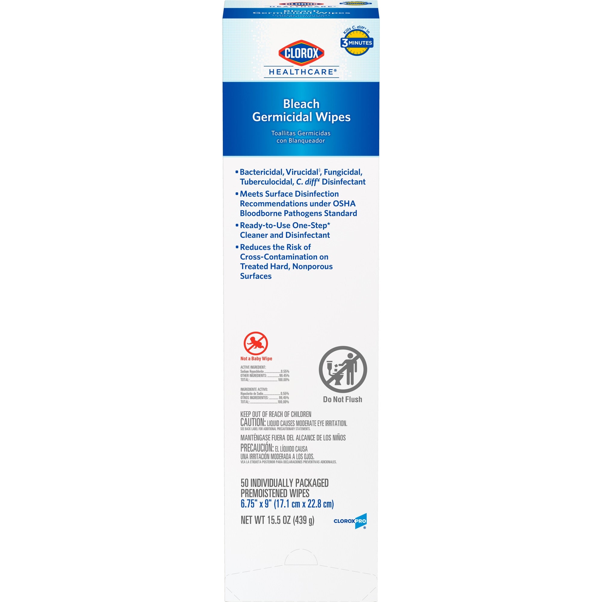 Clorox Healthcare Surface Disinfectant Premoistened Germicidal Manual Pull Wipe 50 Count Individual Packet Fruity Floral Bleach Scent NonSterile | 6CT/Case