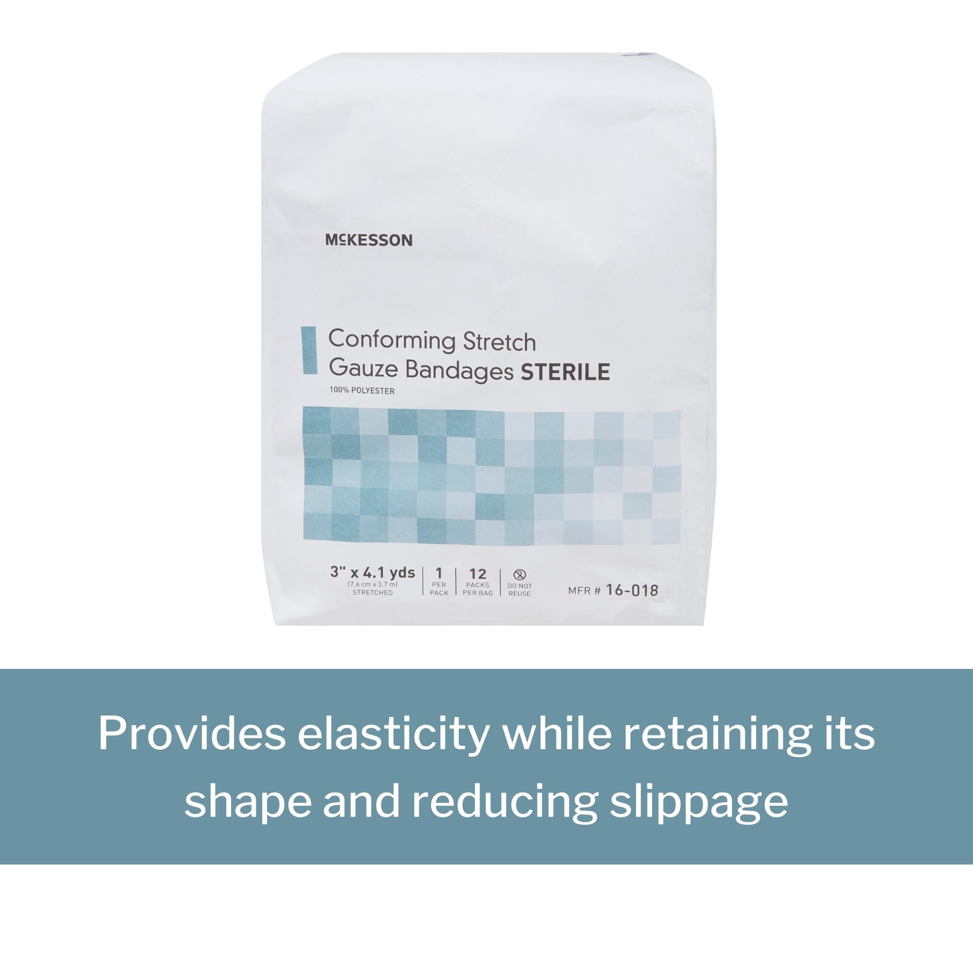 Conforming Bandage McKesson 3 Inch X 4-1/10 Yard Sterile 1 per Pack, Packaging Type- Case