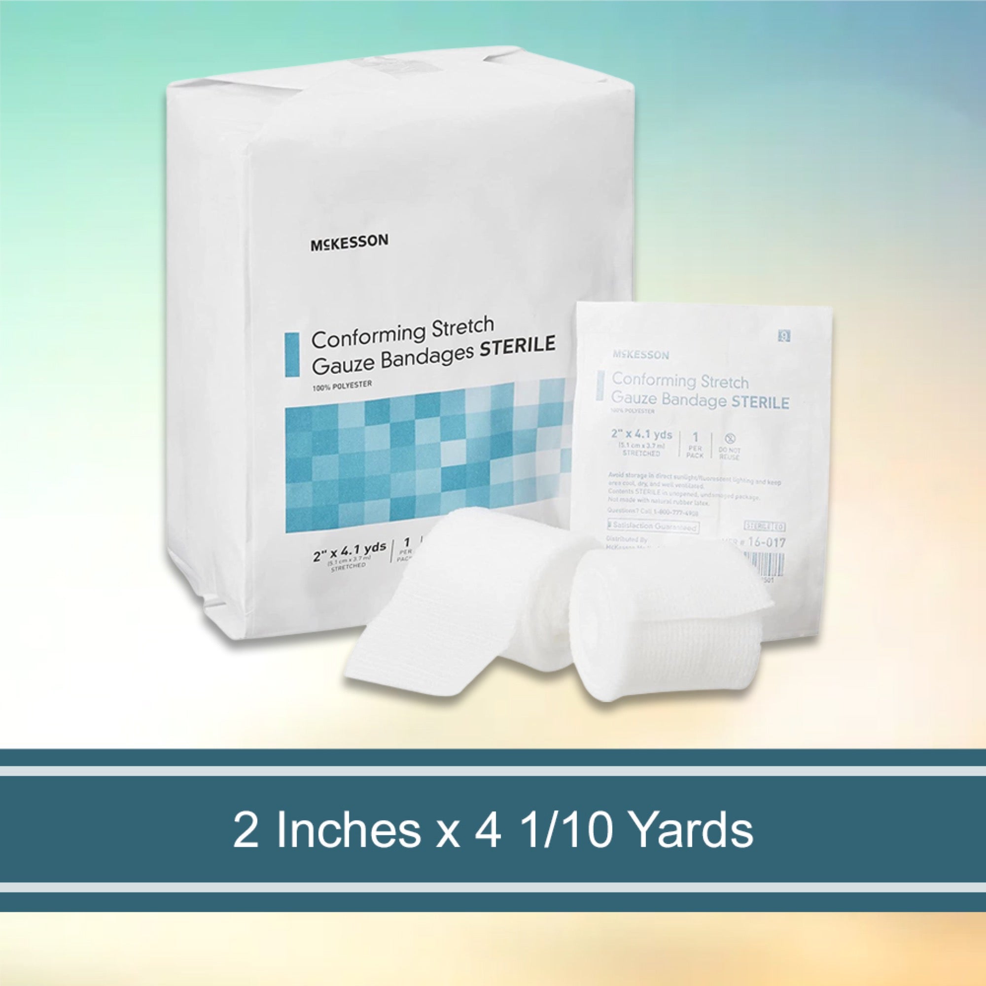 Conforming Bandage McKesson 2 Inch X 4-1/10 Yard Sterile 1 per Pack, Packaging Type- Case