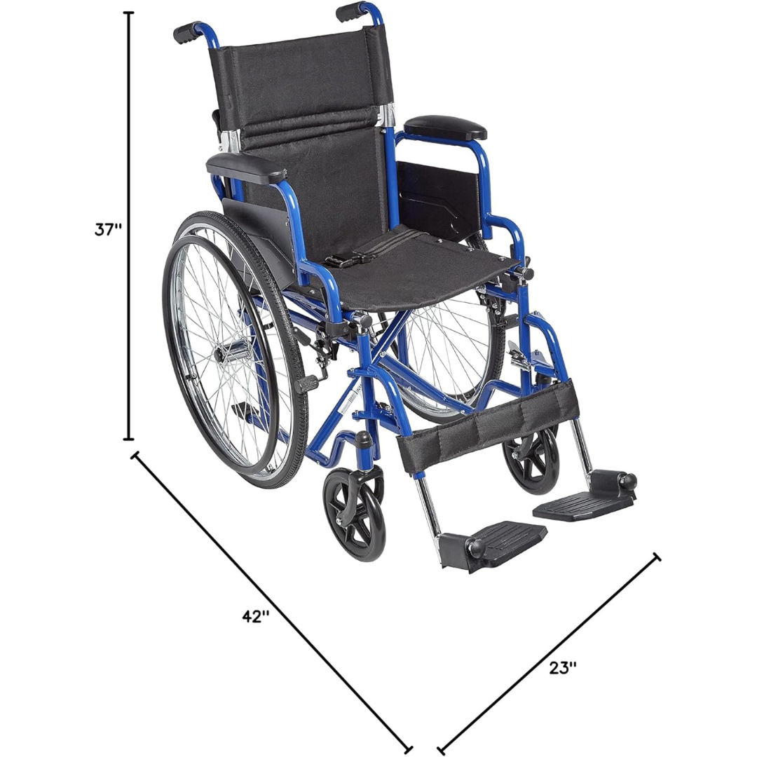 Ziggo Lightweight Wheelchair with flip-back, padded desk-length armrests, 250 lbs Weight Capacity ,ZG1600