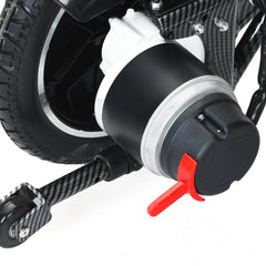Electric wheelchair wheel and suspension detail