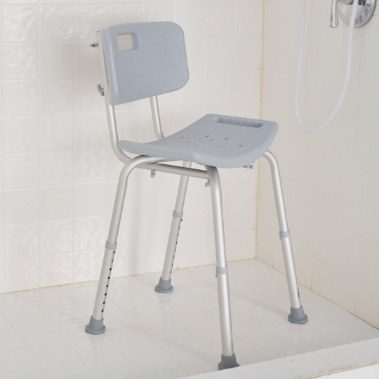 Bath Bench McKesson Without Arms Aluminum Frame Removable Backrest 19-1/4 Inch Seat Width 300 lbs. Weight Capacity, Packaging Type- Each