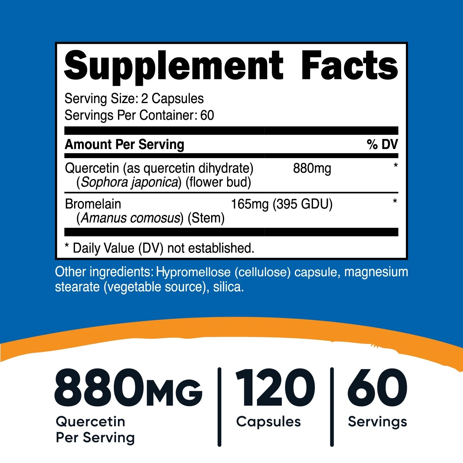 Quercetin with Bromelain Supplement, 880Mg per Serving, 60 Servings, 120 Capsules