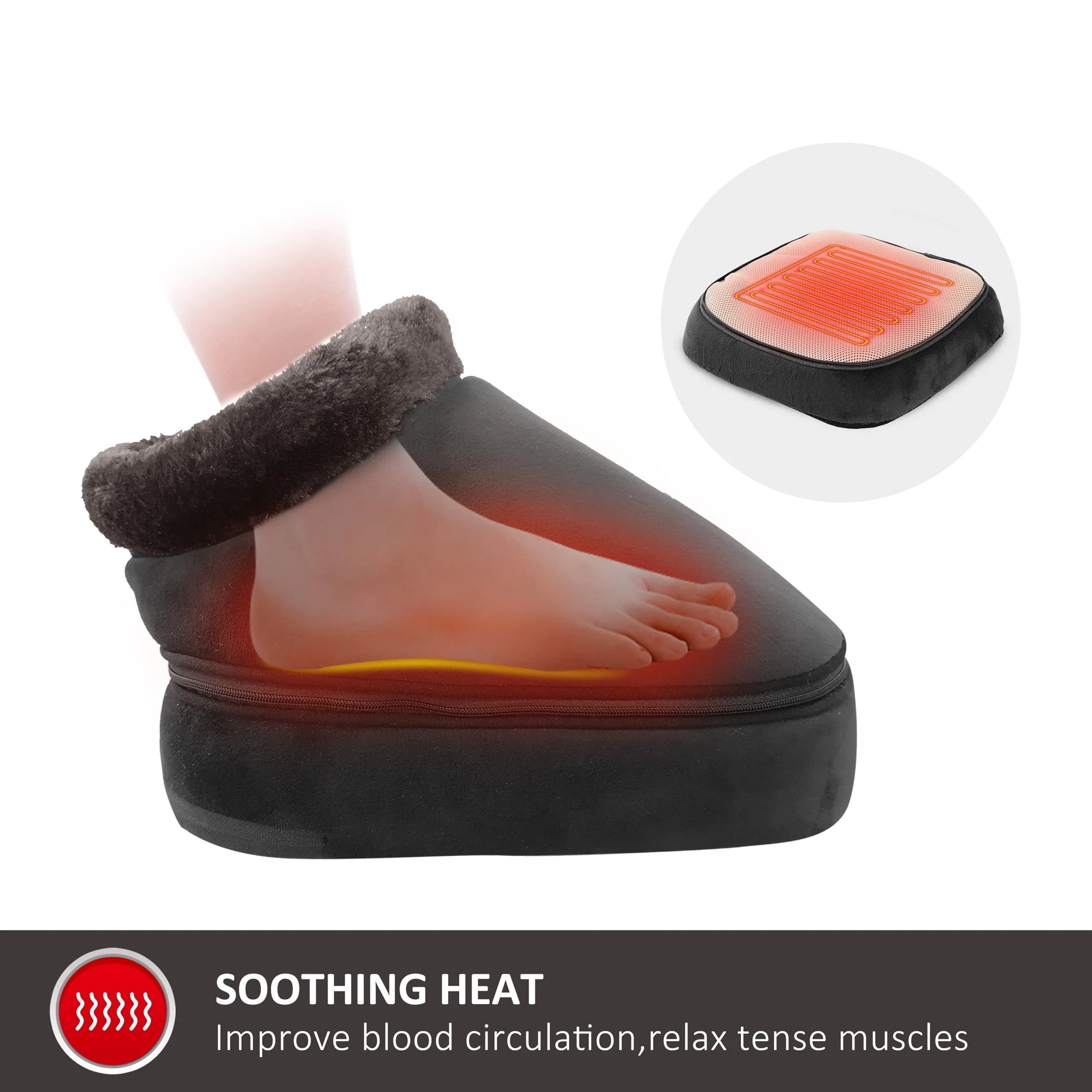 3-In-1 Vibration Foot Warmer& Back Massager with Heat, Kneading Foot Massager Machine