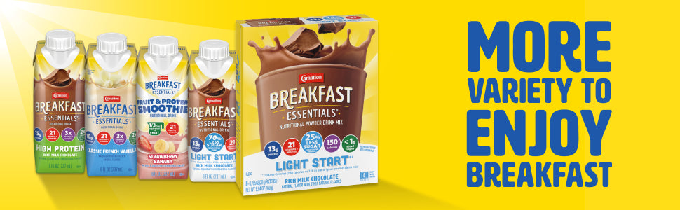 Oral Supplement Carnation Breakfast Essentials Light Start Rich Milk Chocolate Flavor Powder 0.705 oz. Individual Packet