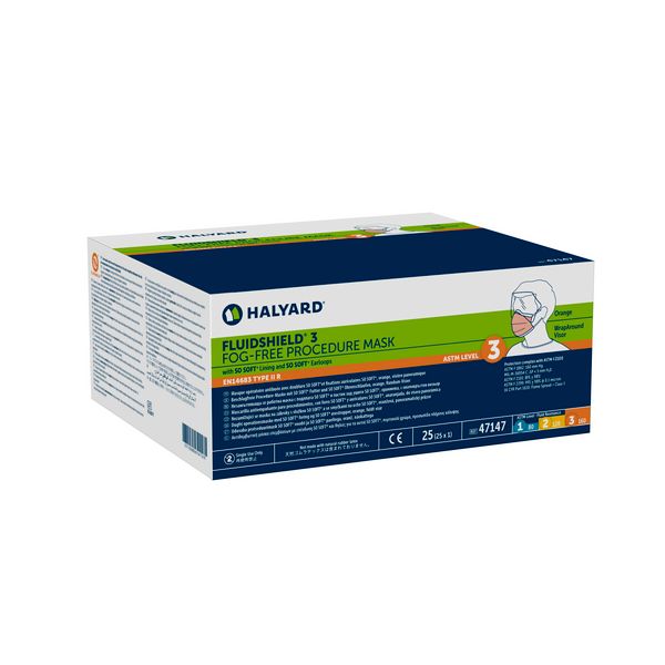 Procedure Mask with Eye Shield FluidShield Anti-fog Foam ASTM Level 3 Earloops One Size Fits Most, Packaging Type- Box