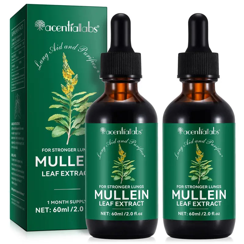 Acentiallabs Mullein Leaf Extract & Chlorophyll Extract Drops for Lungs-60Ml - Edible Healthcare Supplement Dietary Fitness