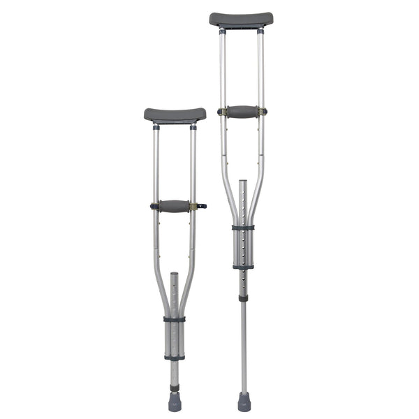 Underarm Crutches McKesson Youth / Adult / Tall Adult 4 Foot 6 Inch to 6 Foot 6 Inch User Height Aluminum Frame 300 lbs. Weight Capacity Box of 1