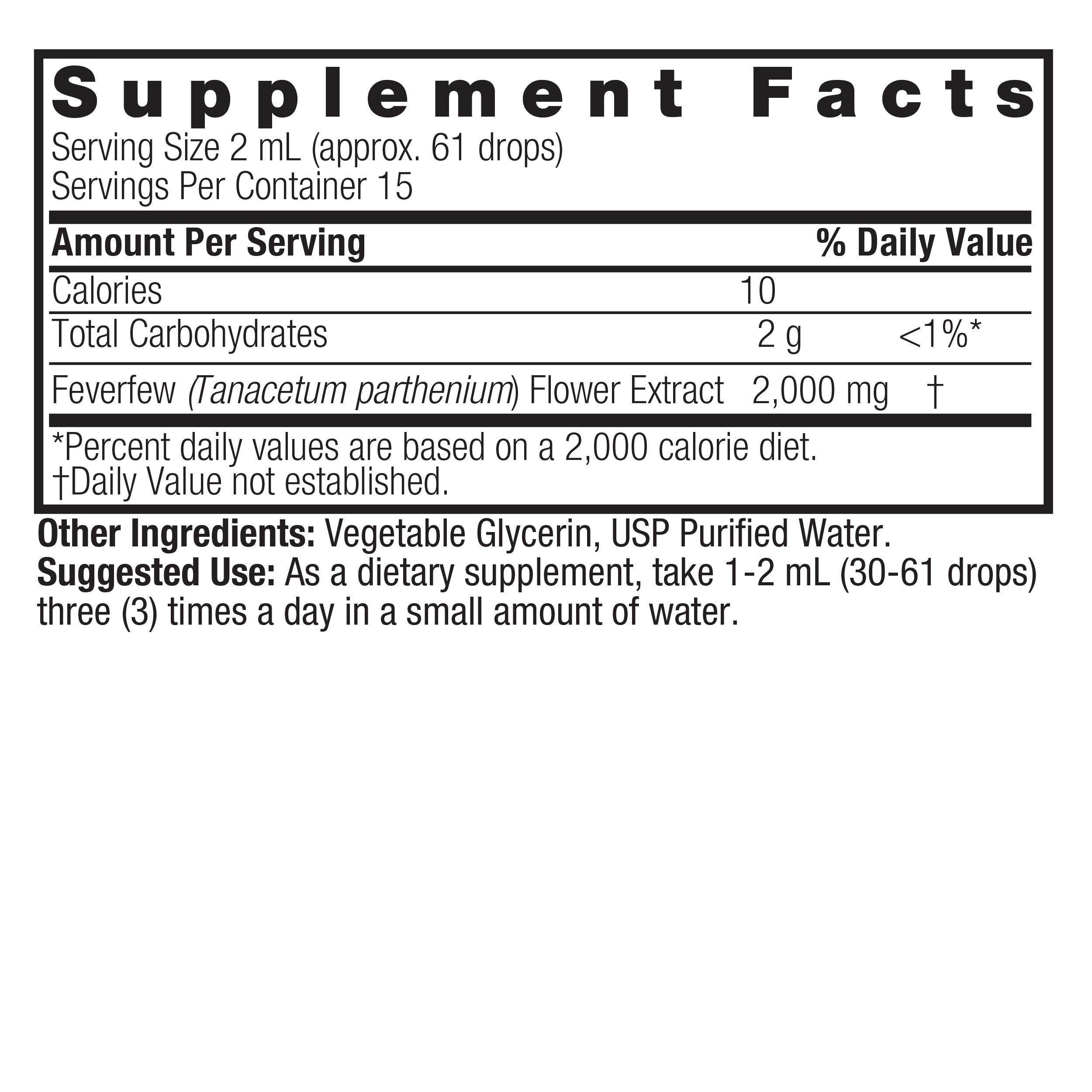 Nature's Answer - Feverfew Leaf Alcohol Free - 1 Fl Oz