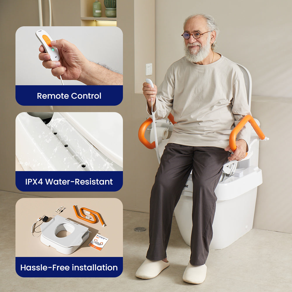 AX12 Comfort Steady Toilet Seat Lift for Seniors & Disabled - Safe, Easy Toilet Aid with 330 lbs Weight Capacity for Enhanced Independence and Comfort.