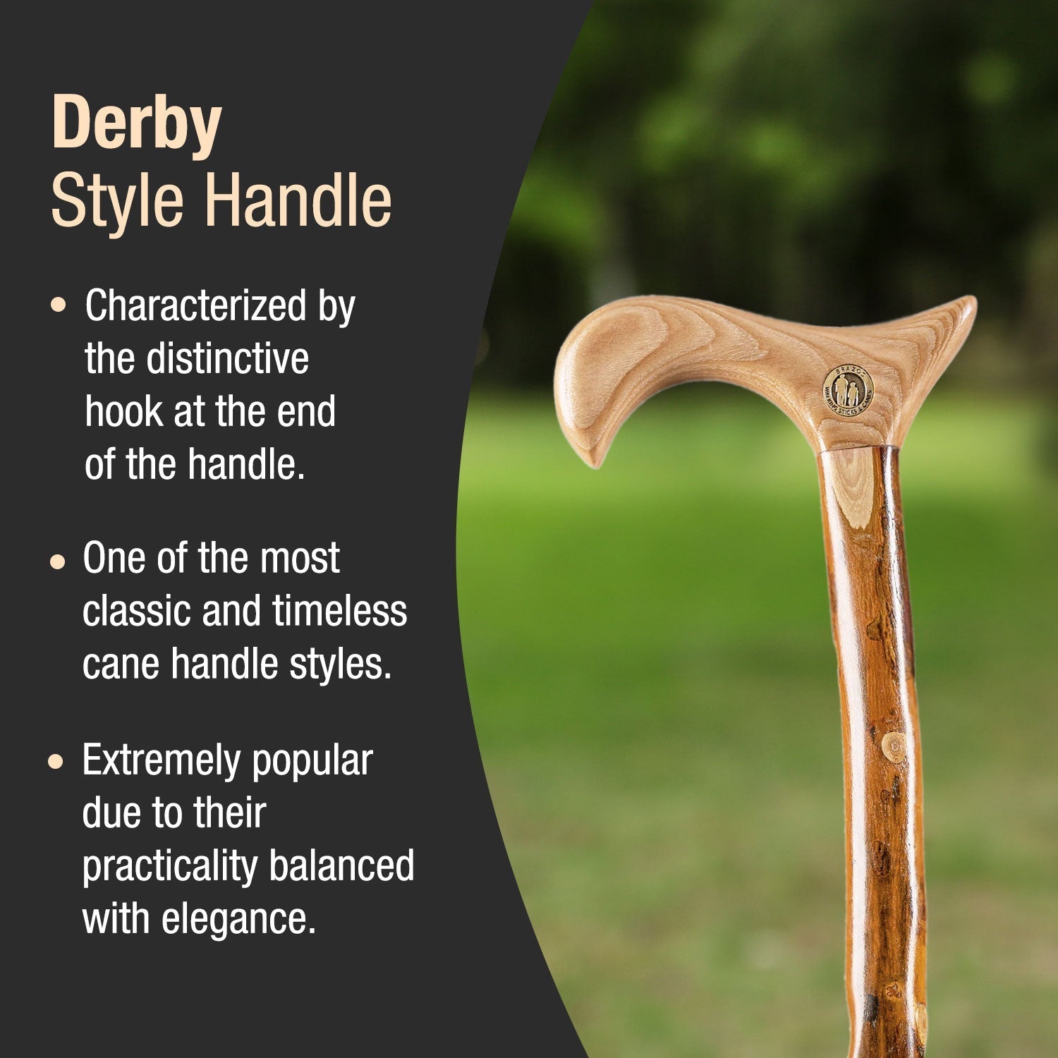 T-Handle Cane Brazos Twisted Wood 37 Inch Height Wood Grain,Packaging Type- Each