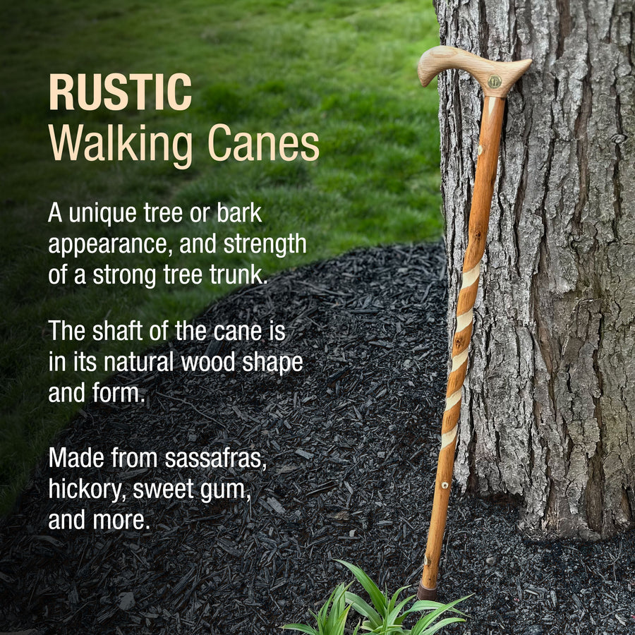 T-Handle Cane Brazos Twisted Wood 37 Inch Height Wood Grain,Packaging Type- Each