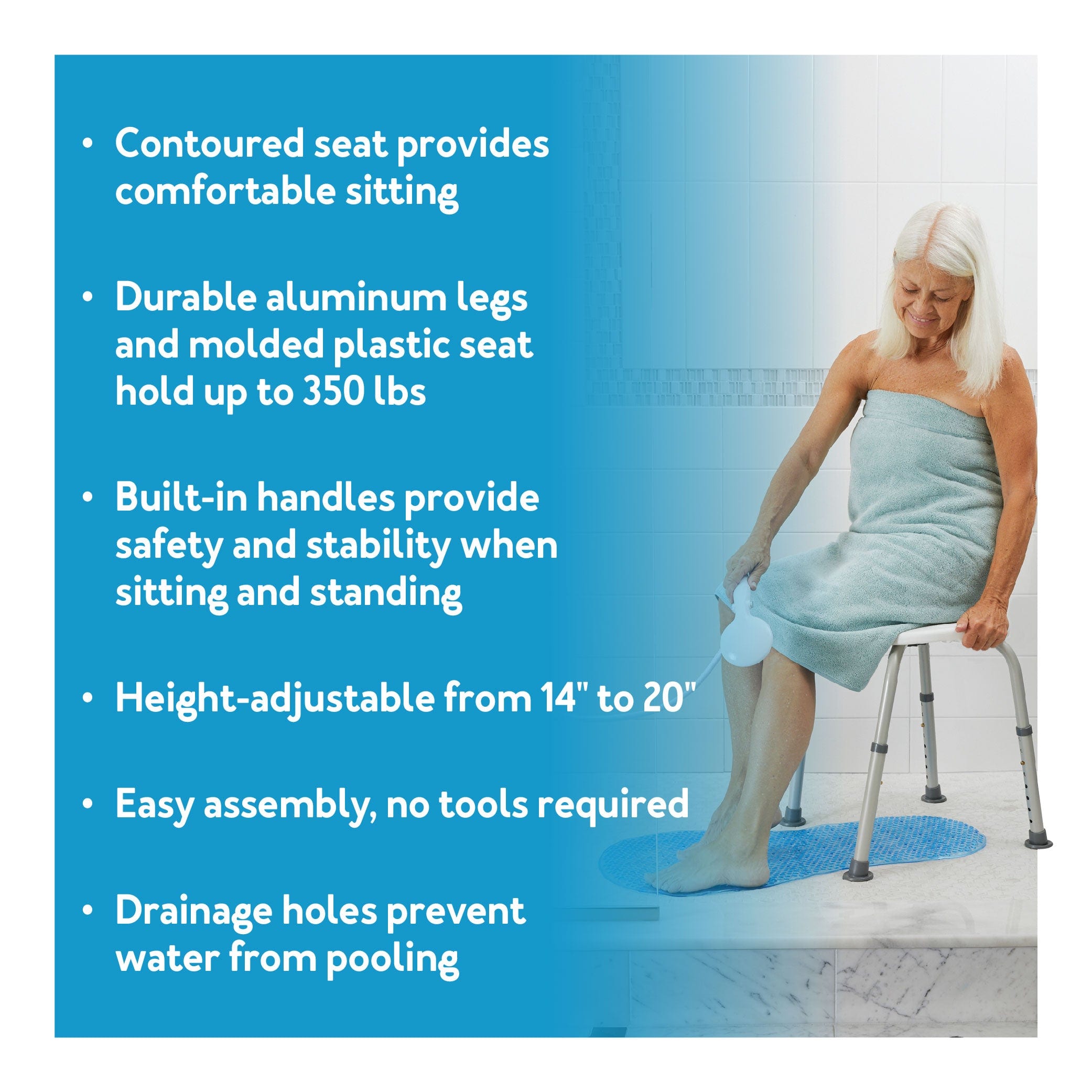 Bath & Shower Seat W/o Back Adjustable  Carex(non-retail)