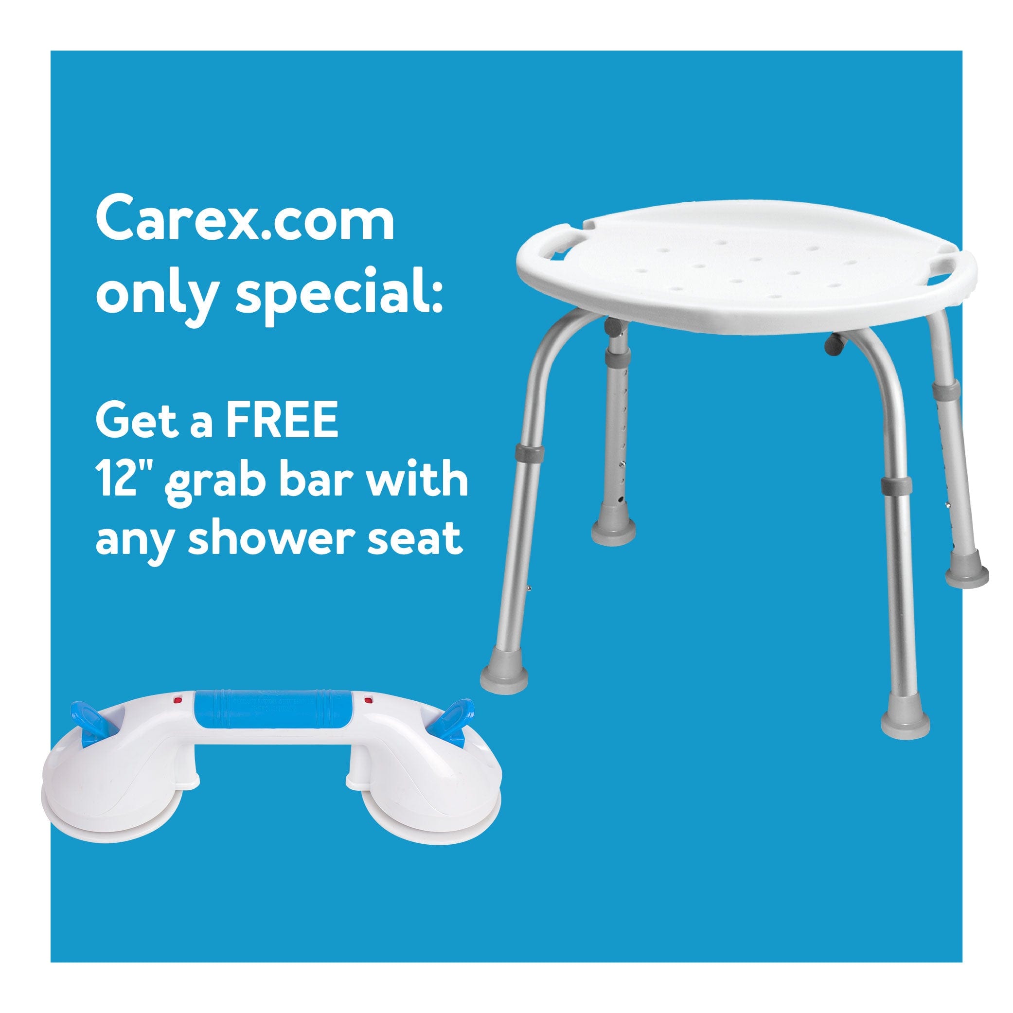 Bath & Shower Seat W/o Back Adjustable  Carex(non-retail)