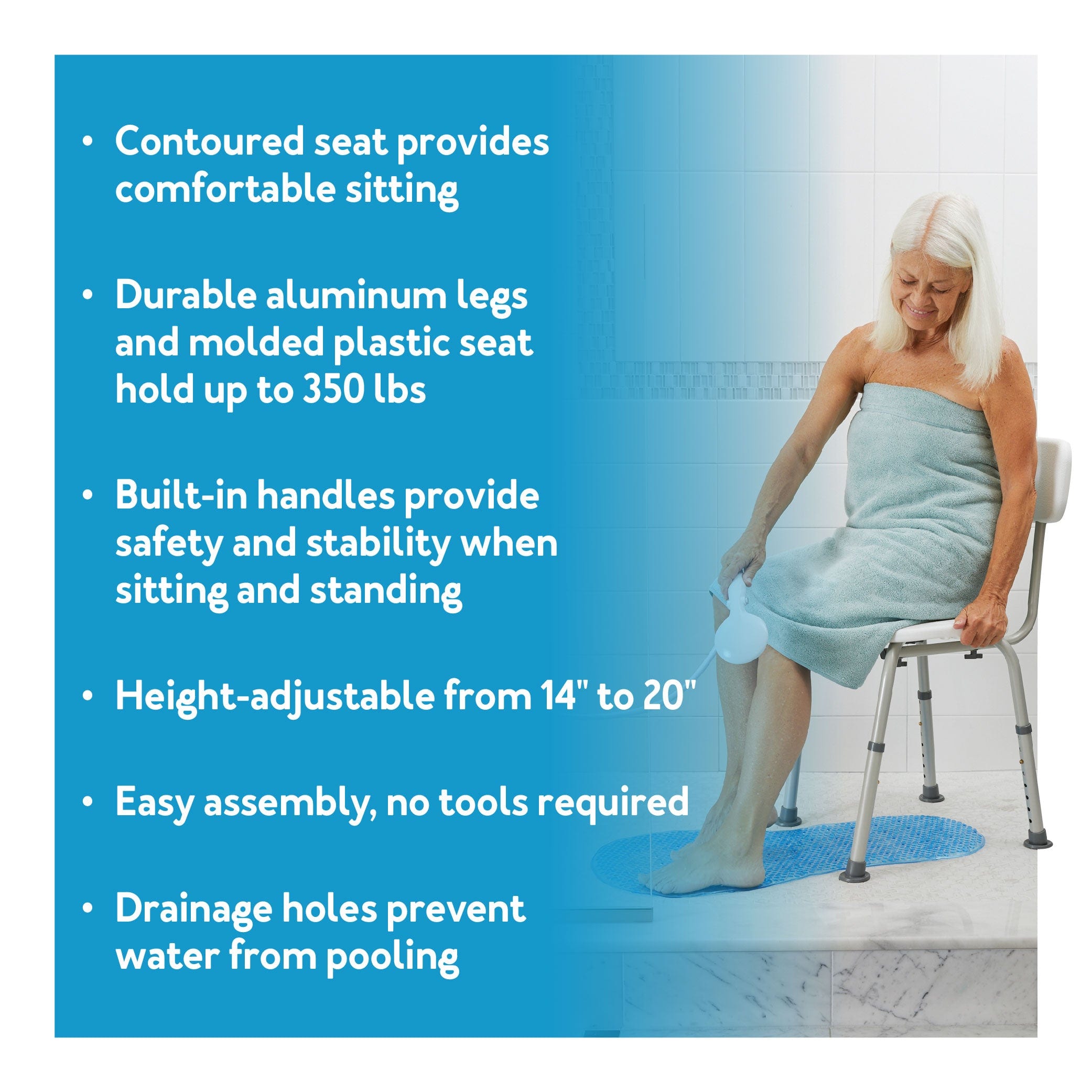 Carex Adjustable Bath & Shower Seat with Back