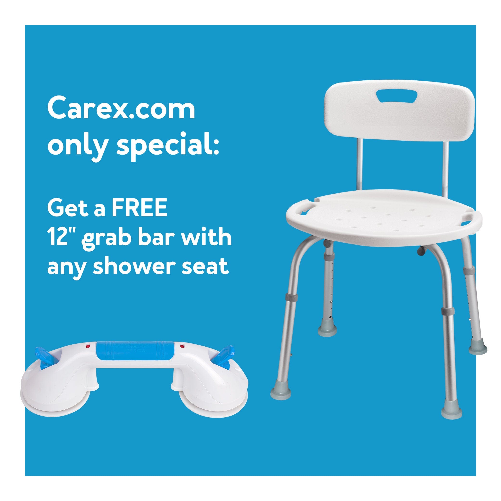 Carex Adjustable Bath & Shower Seat with Back