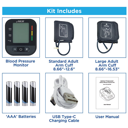 BlueJay Deluxe Perfect Measure Blood Pressure Kit with 2 Cuffs – Accurate Readings, Easy to Use, Ideal for Home Monitoring and Health Tracking.