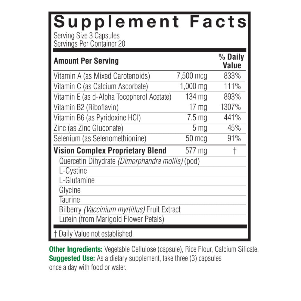 Nature's Answer - Bilberry Vision Complex Plus Lutein - 60 Vegetarian Capsules