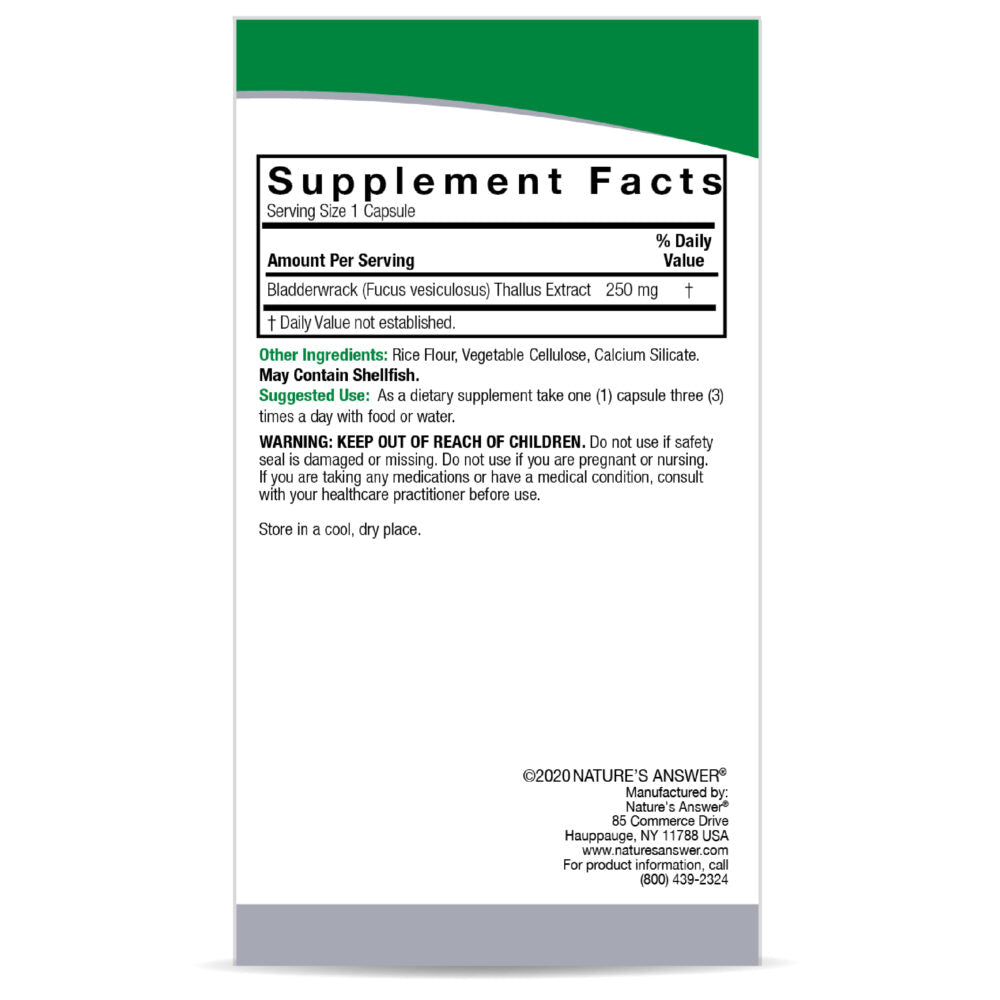 Nature's Answer - Bladderwrack Thallus - 90 Vegetarian Capsules