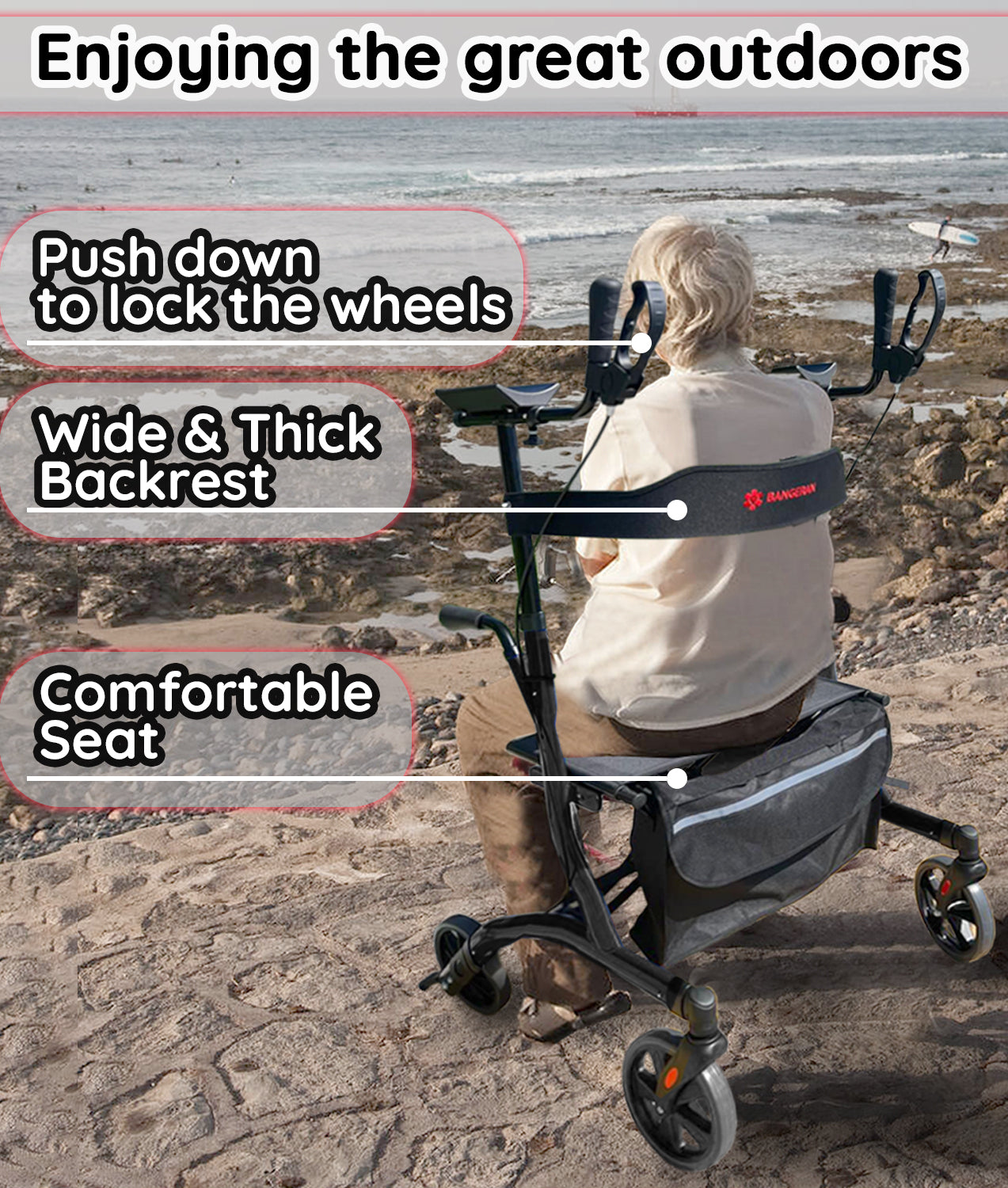 BreezeStride 4 Wheel Rolling Mobility Rollator