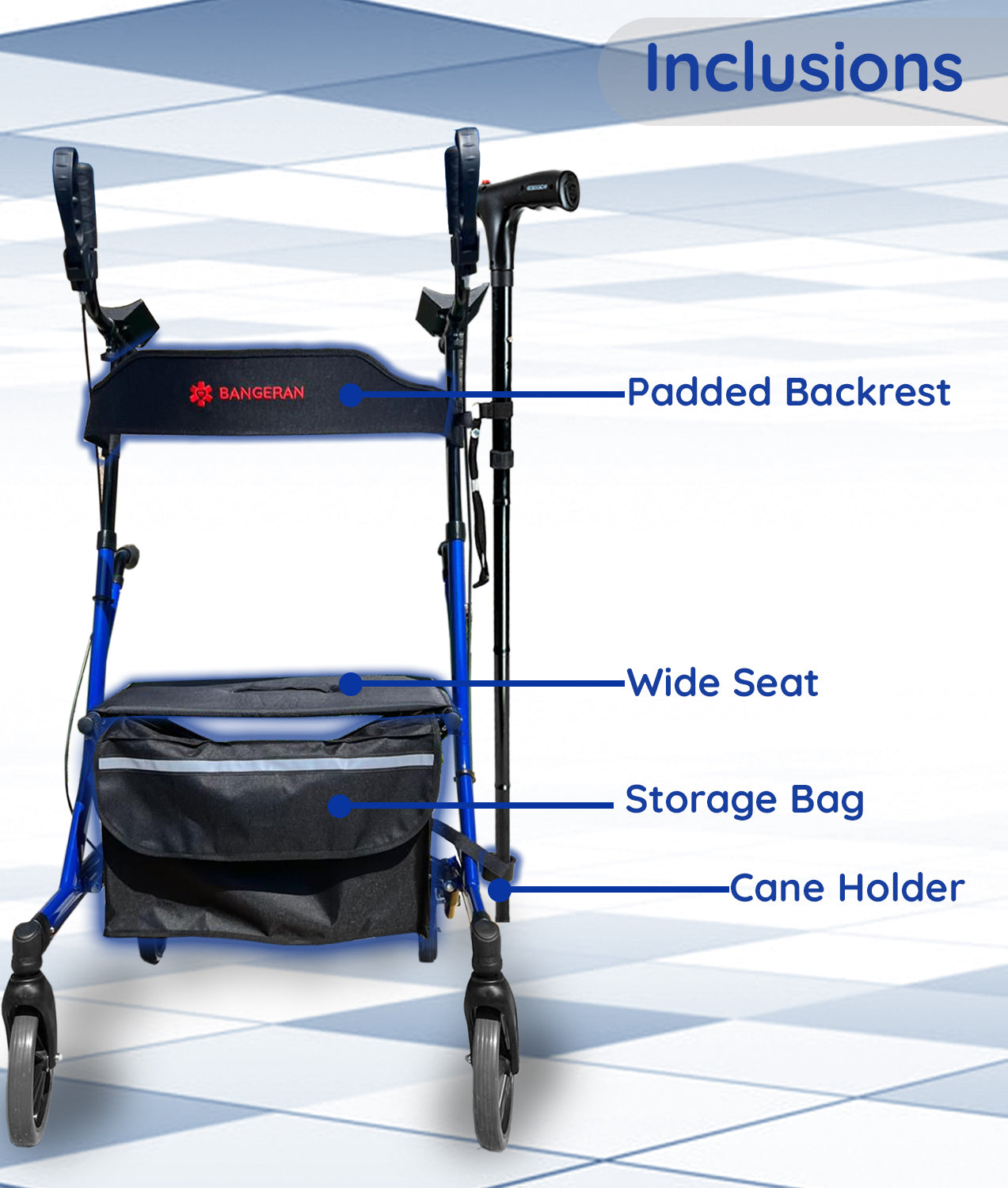 BreezeStride 4 Wheel Rolling Mobility Rollator