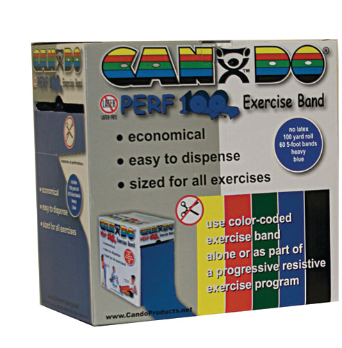 Cando No Latex Exercise Band Blue Heavy 100yd Dispenser Box