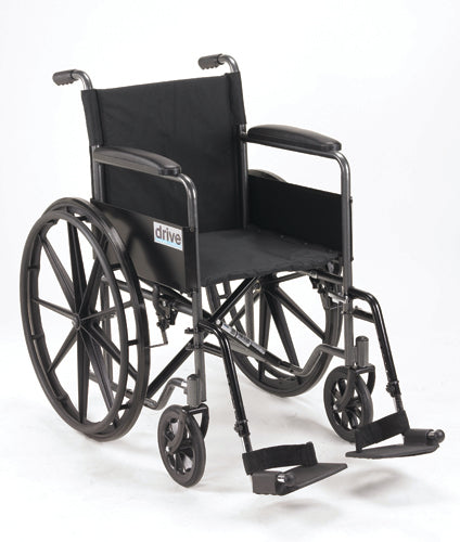 Drive Medical Wheelchair 18   W/fixed Full Arms & Swingaway Det Footrests