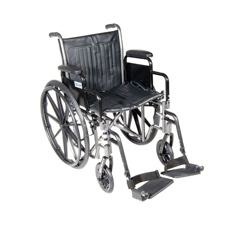 Drive Medical Econ Rem Wheelchair with Detachable Arm and Padded Armrest and Elevating Leg Rests ,8inch front Wheels ,Carry Pocket On Backrest 300 lbs Weight Capacity  ,10965P